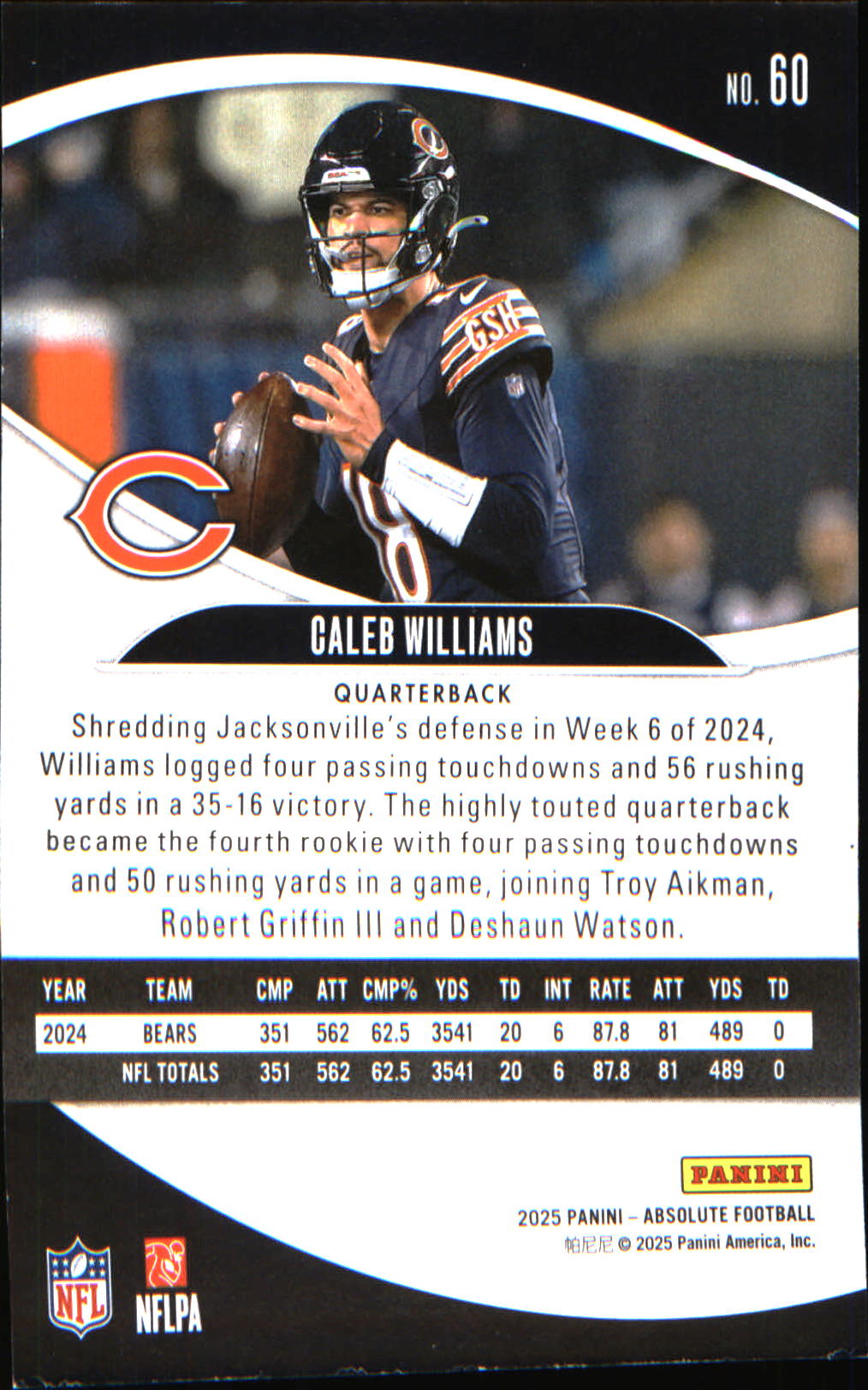 2025 Panini Absolute Retail #60 Caleb Williams