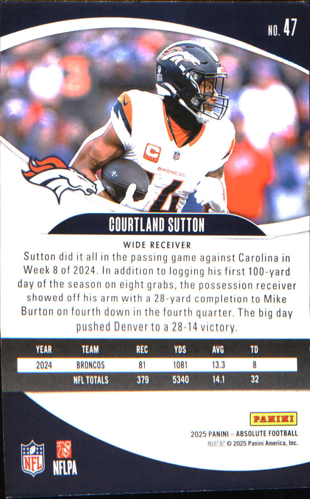 2025 Panini Absolute Pink #47 Courtland Sutton