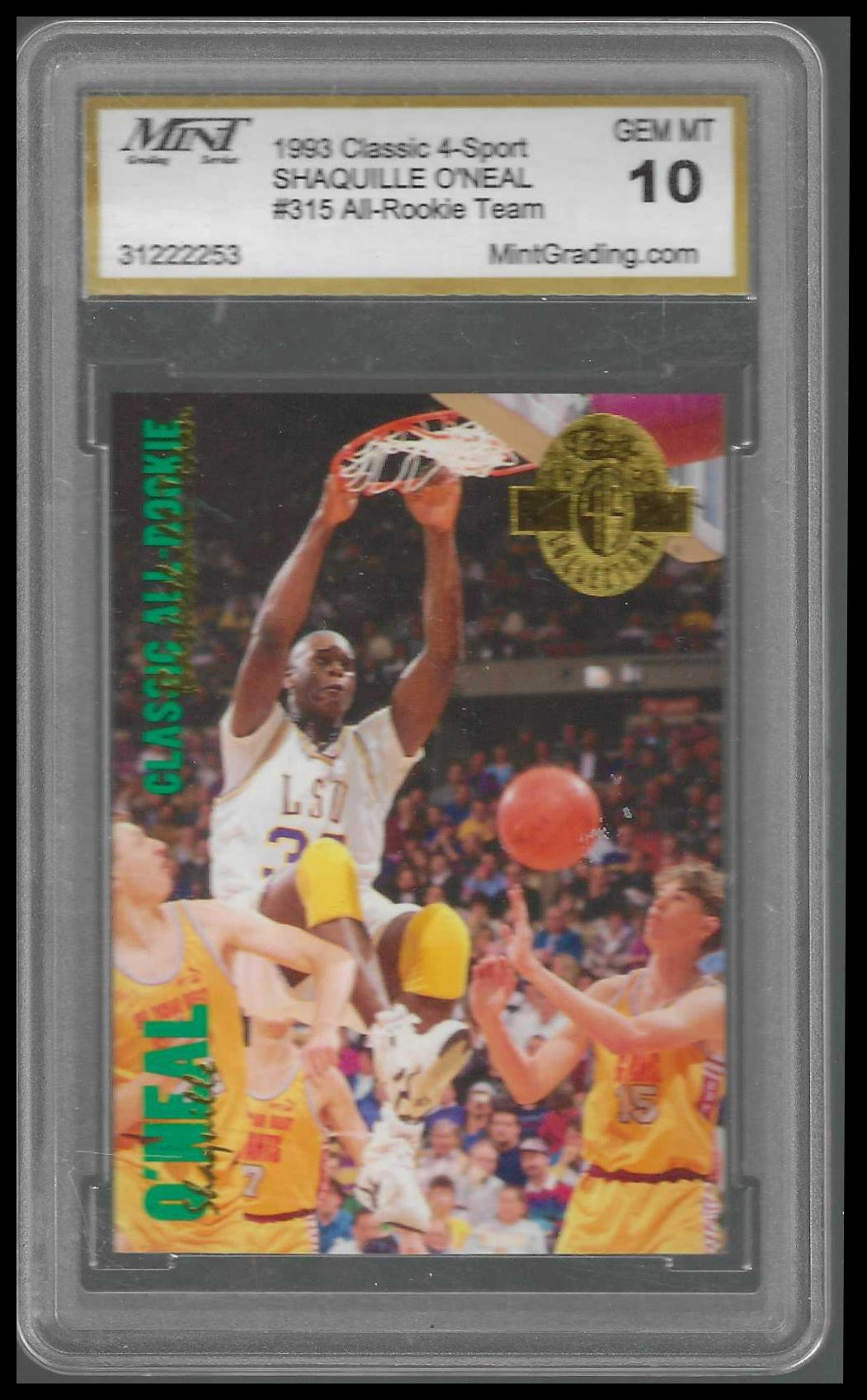 1993 Classic Four Sport Gold #315 Shaquille O'Neal MINT GME/MT 10