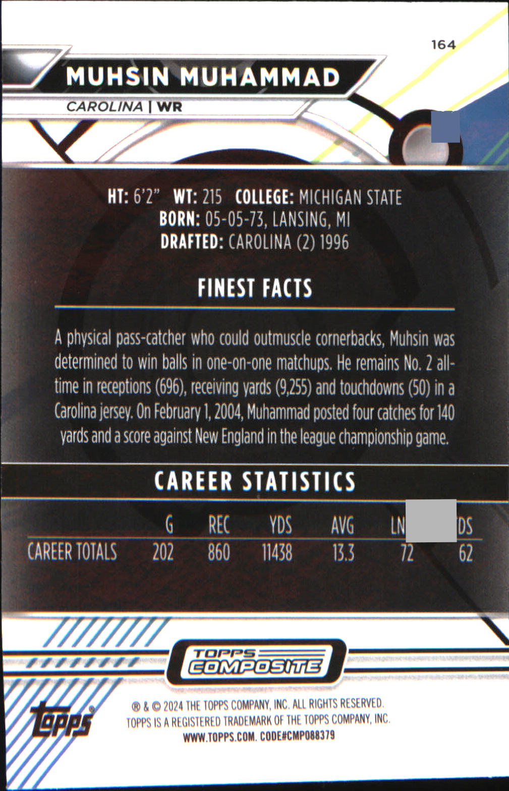 2023 Topps Composite Finest Checkerboard Refractor #164 Muhsin Muhammad