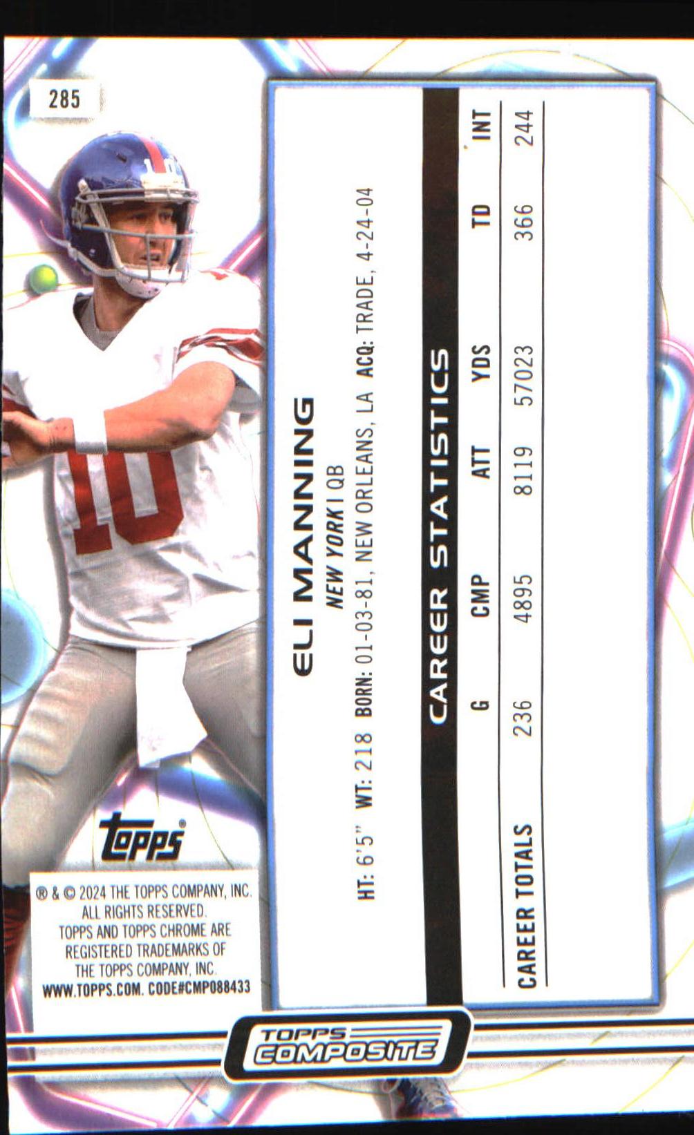 2023 Topps Composite #285 Eli Manning