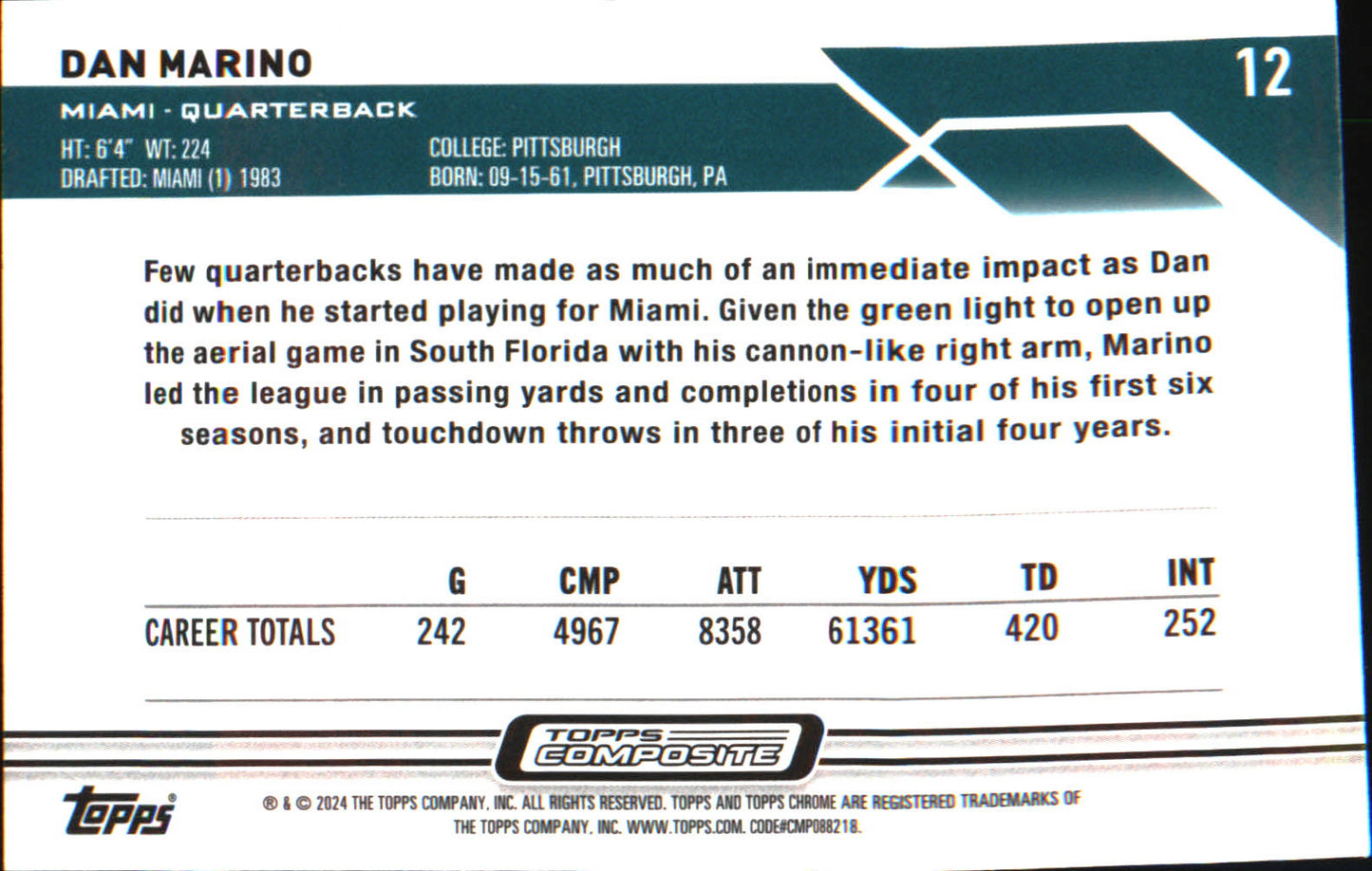 2023 Topps Composite #12 Dan Marino