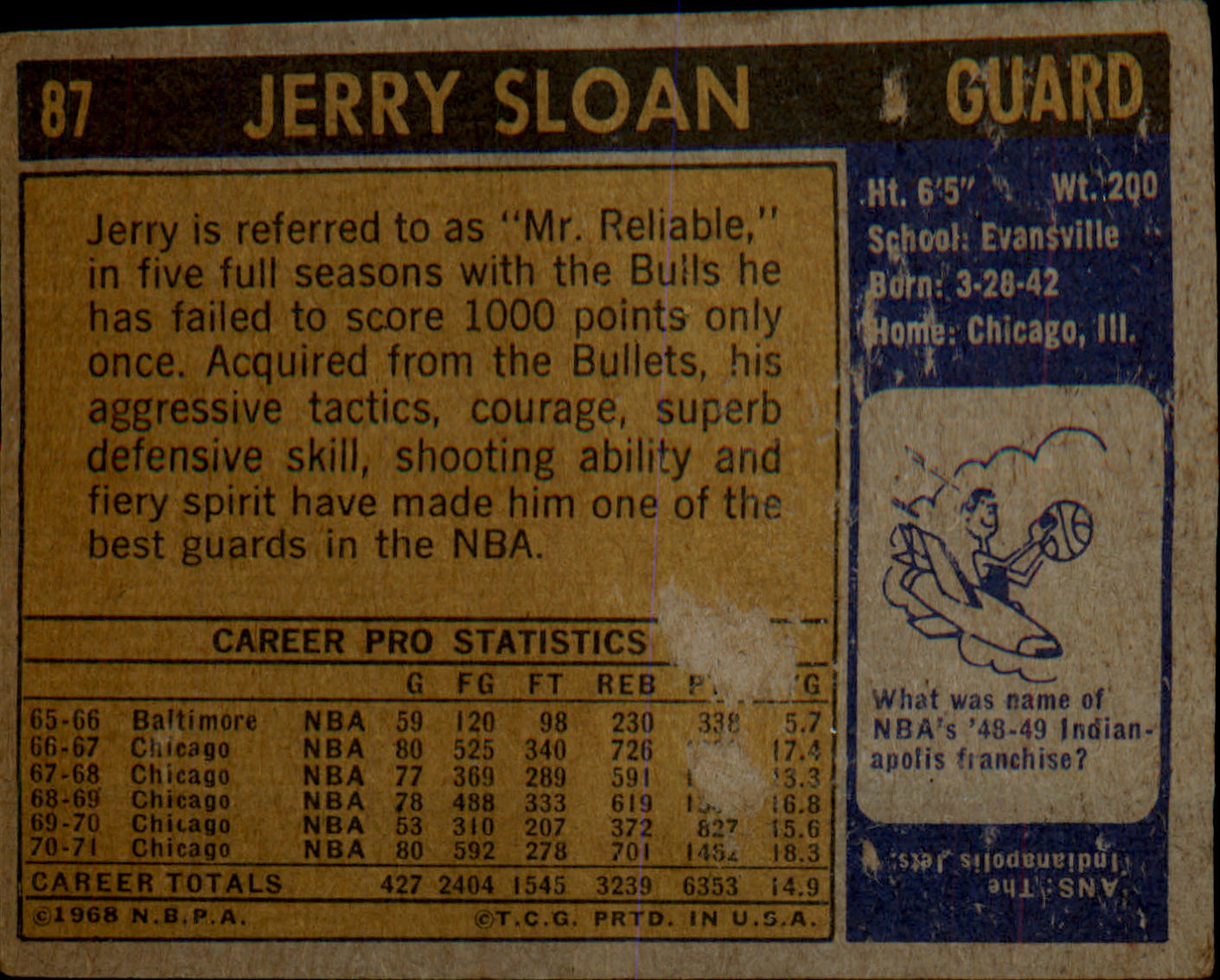 1971-72 Topps #87 Jerry Sloan