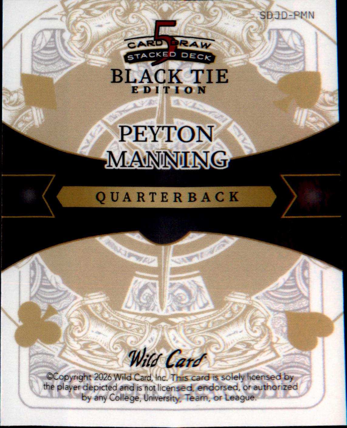 2026 Wild Card 5 Card Draw Stacked Deck Black Tie #SDJD-PMN Peyton Manning 1/1