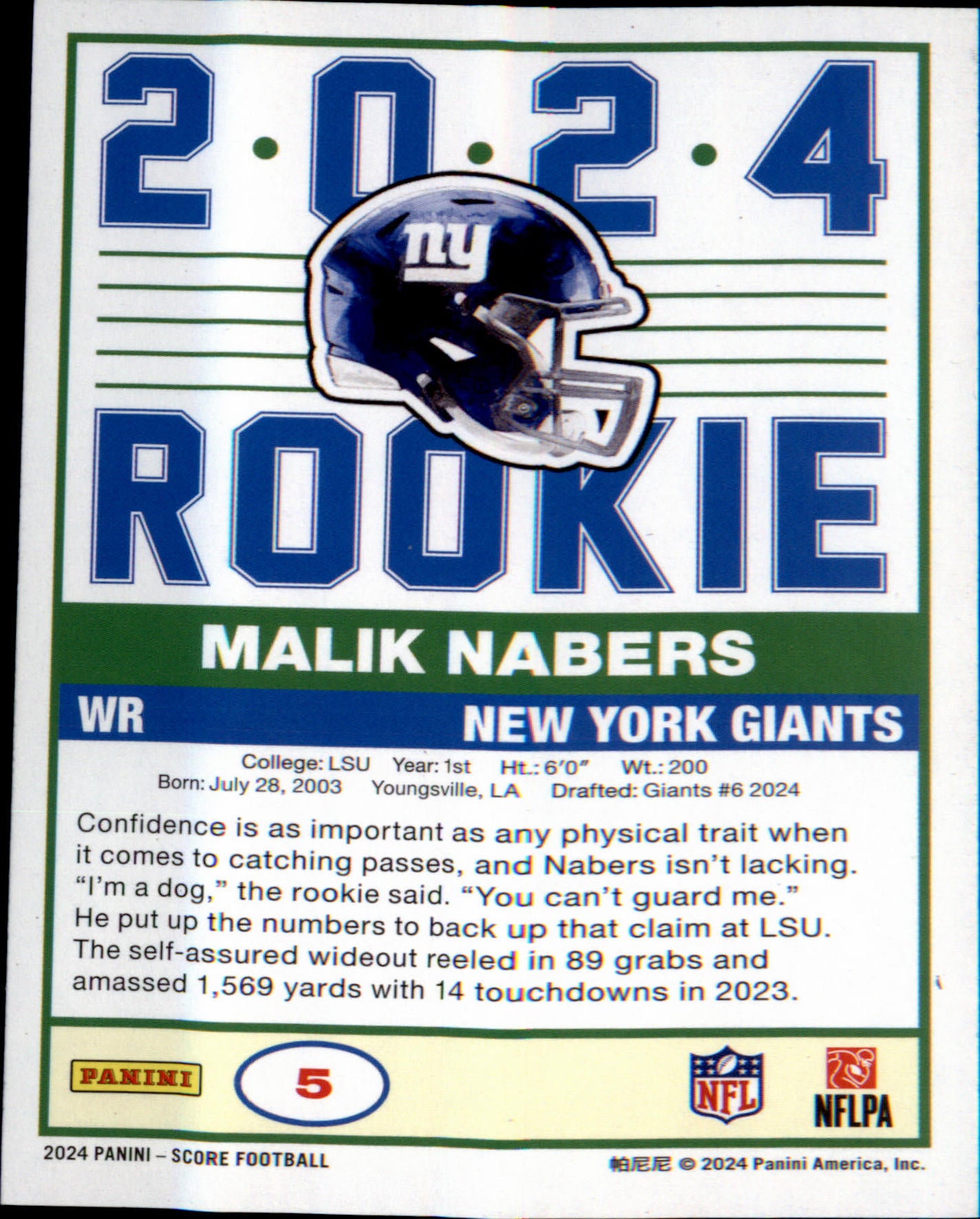 2024 Score 35th Anniversary Rookies #5 Malik Nabers