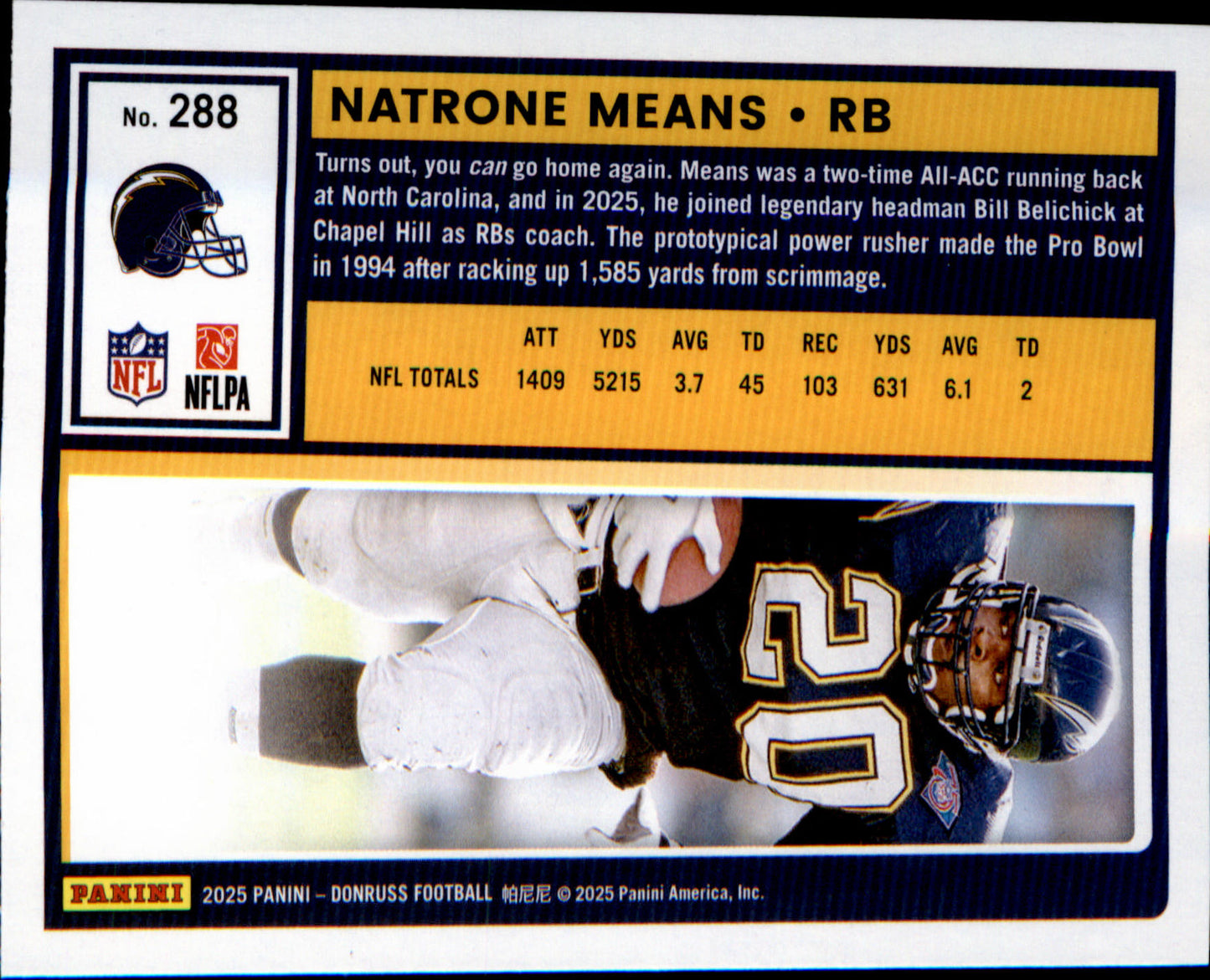2025 Donruss Press Proofs Yellow #288 Natrone Means