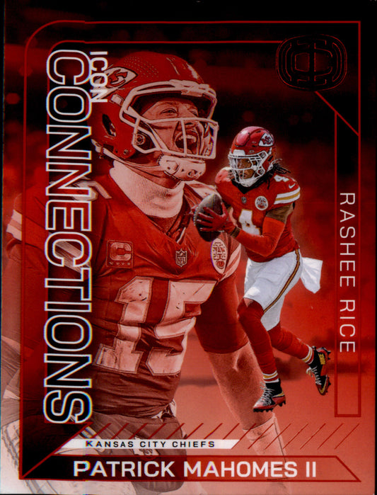 2025 Panini Icon Red Foil Icon Connections IC-6 patrick mahomes II Rashee Rice