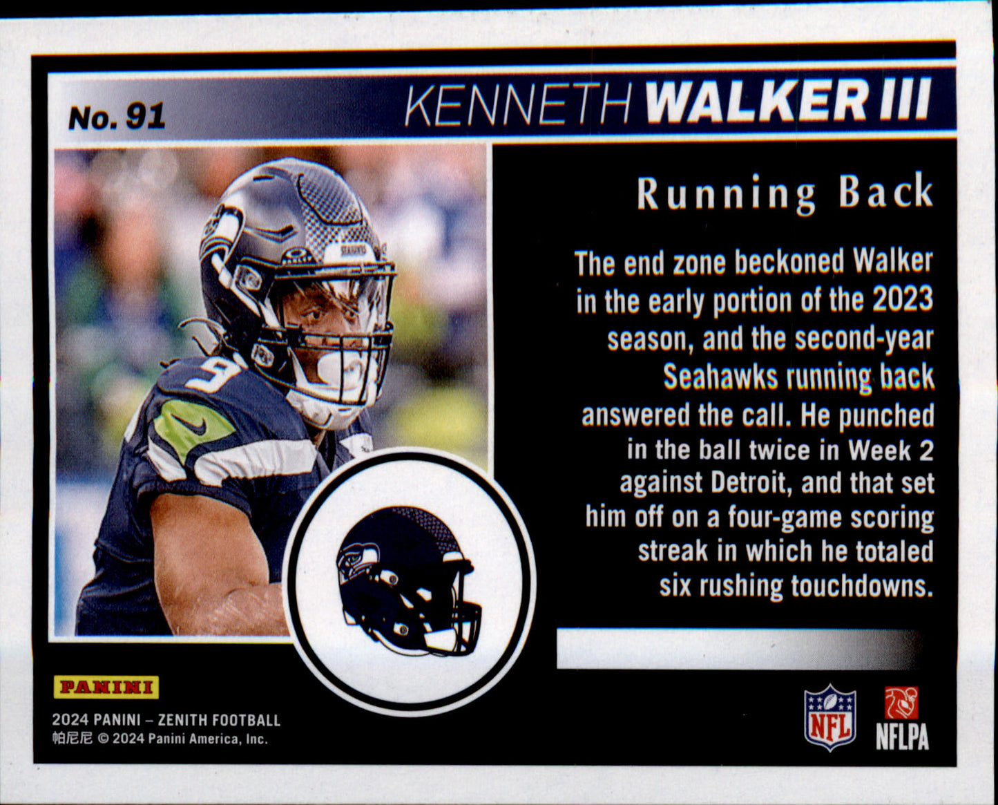 2024 Panini Zenith Retail #91 Kenneth Walker III