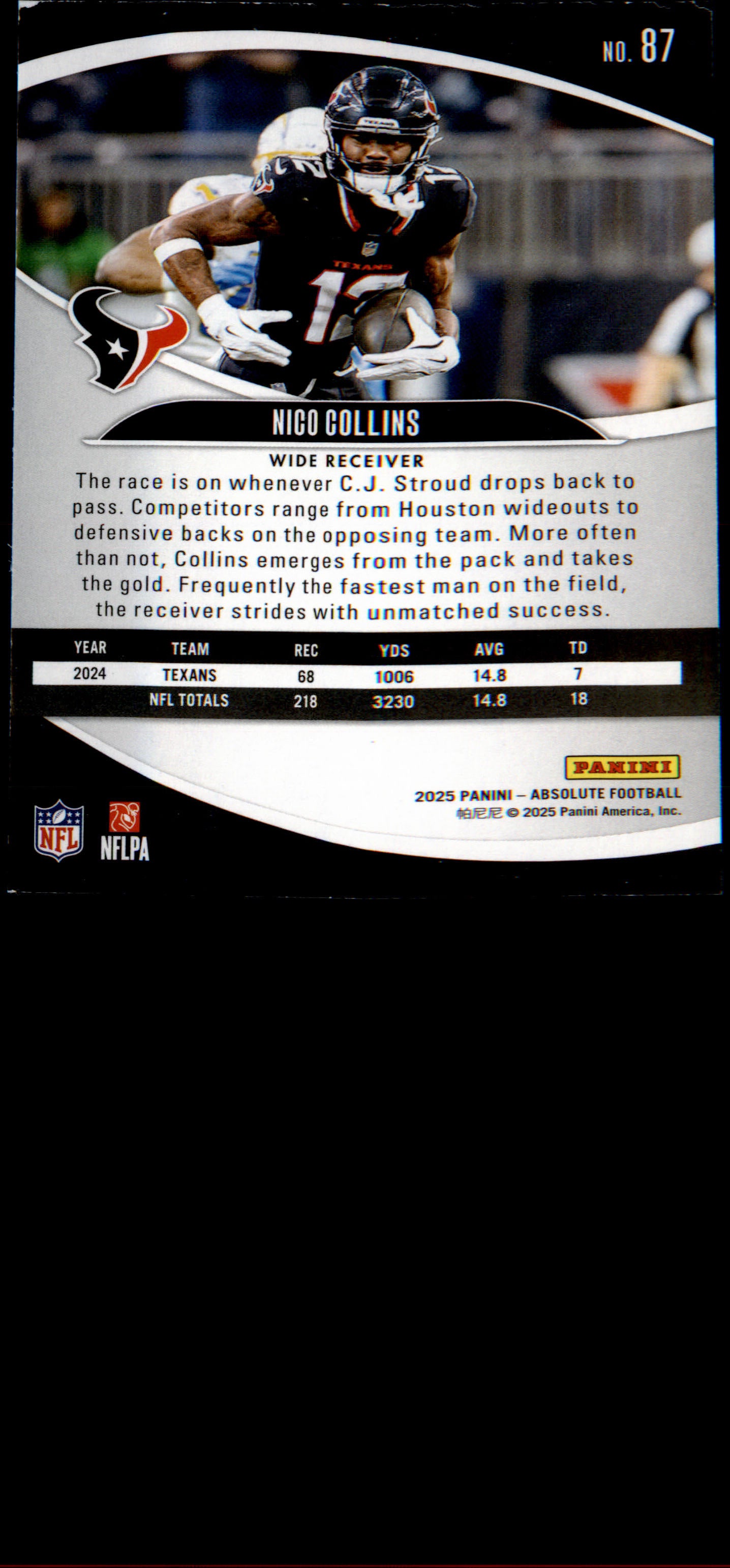 2025 Panini Absolute #87 Nico Collins