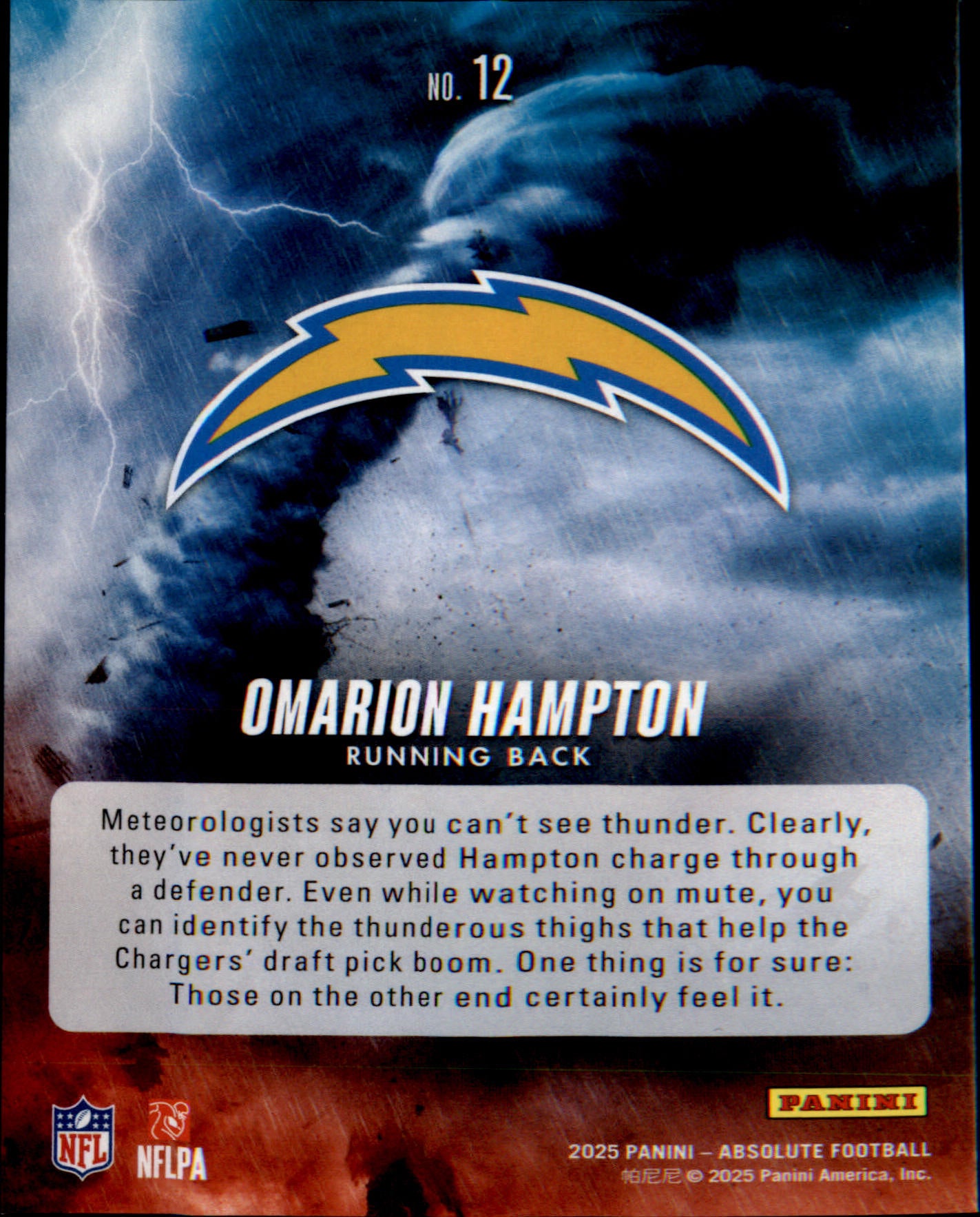 2025 Panini Absolute By Storm #12 Omarion Hampton RC