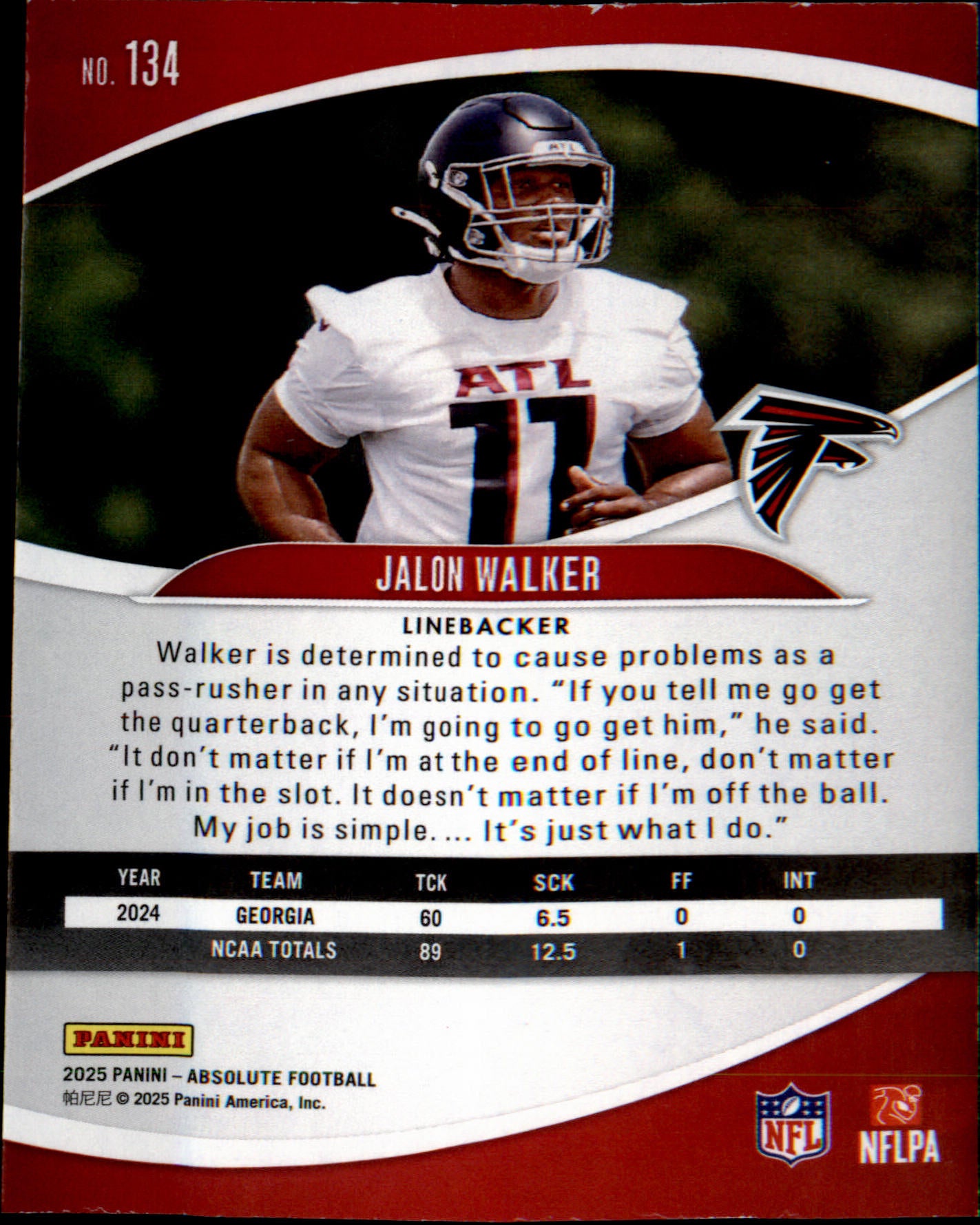 2025 Panini Absolute RETAIL #134 Jalon Walker RC