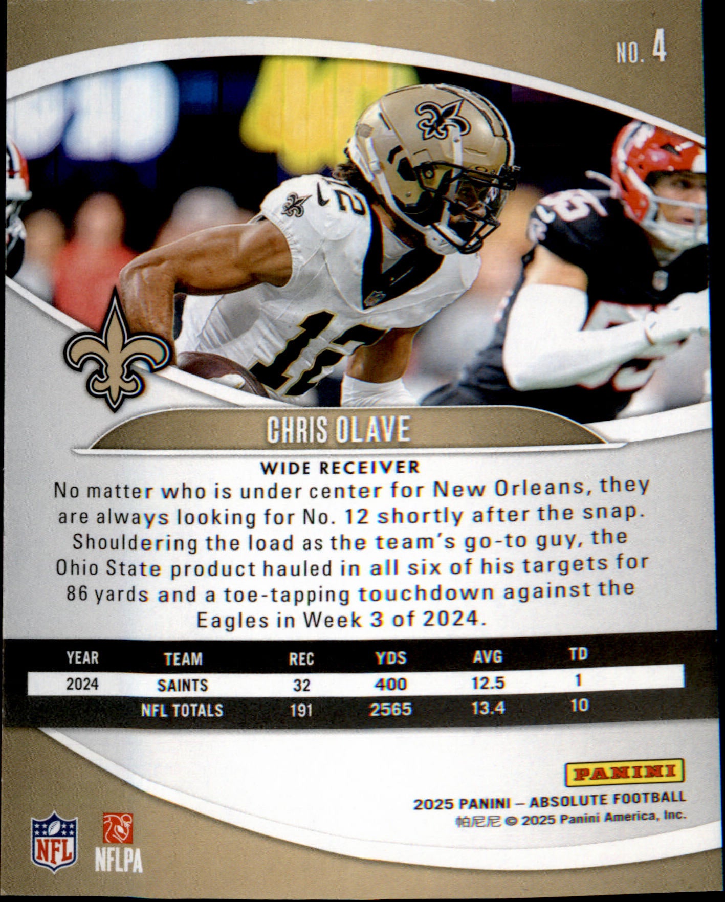 2025 Panini Absolute #4 Chris Olave