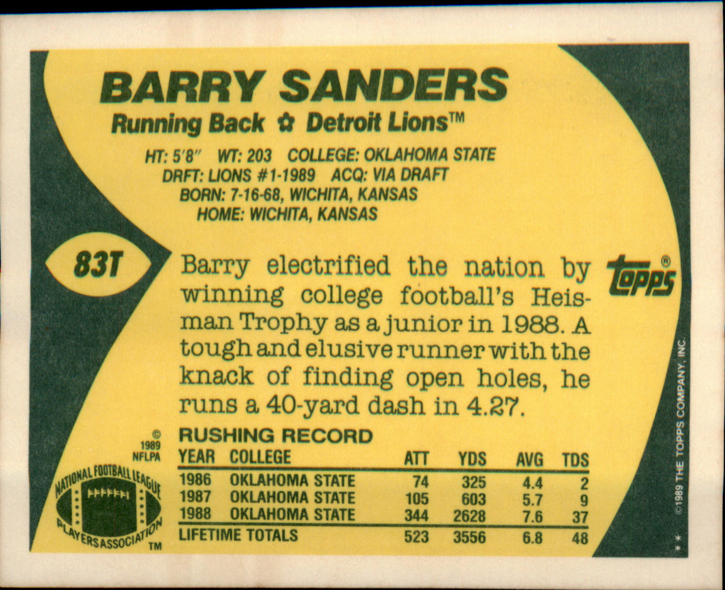 1989 Topps Traded #83T Barry Sanders