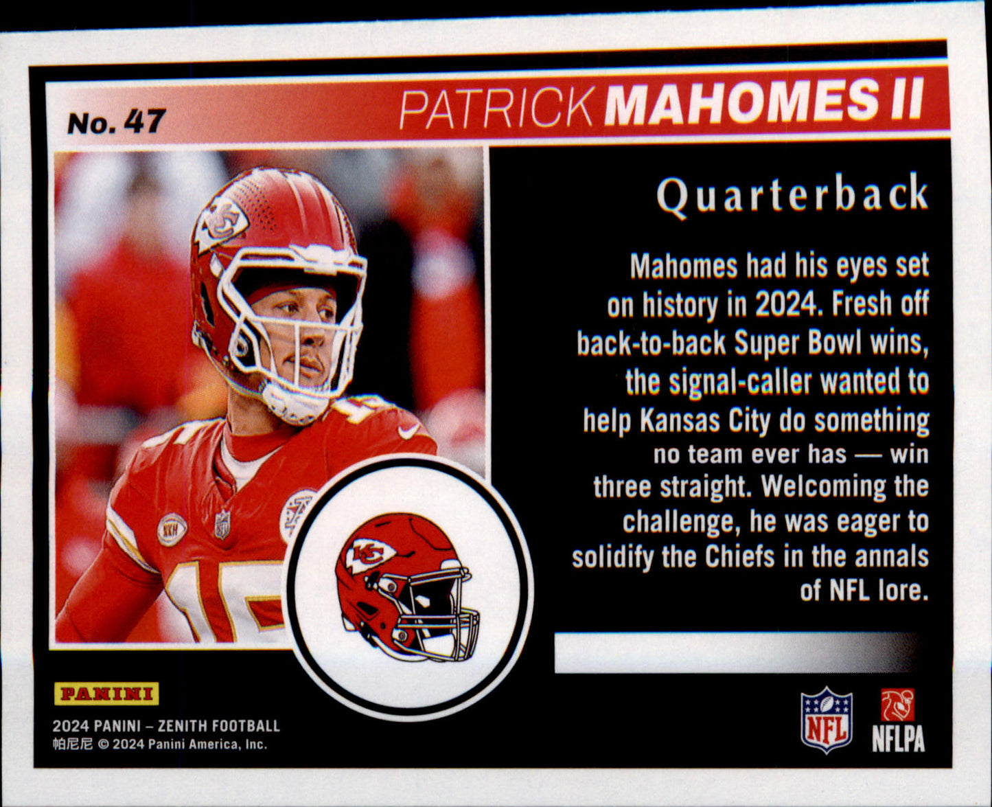 2024 Panini Zenith #47 Patrick Mahomes II