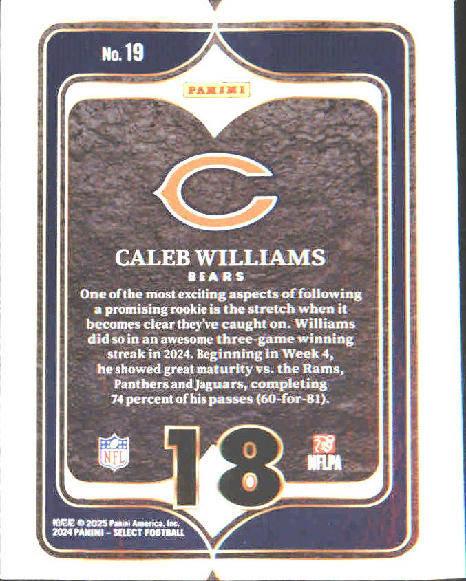 2024 Panini Select Select Numbers #19 Caleb Williams