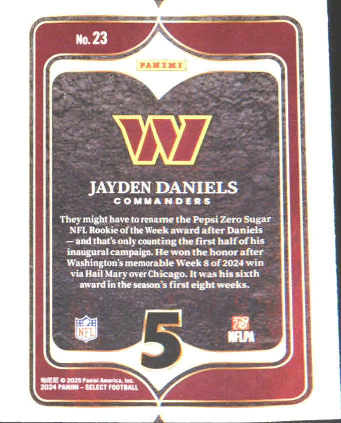 2024 Panini Select Select Numbers #23 Jayden Daniels