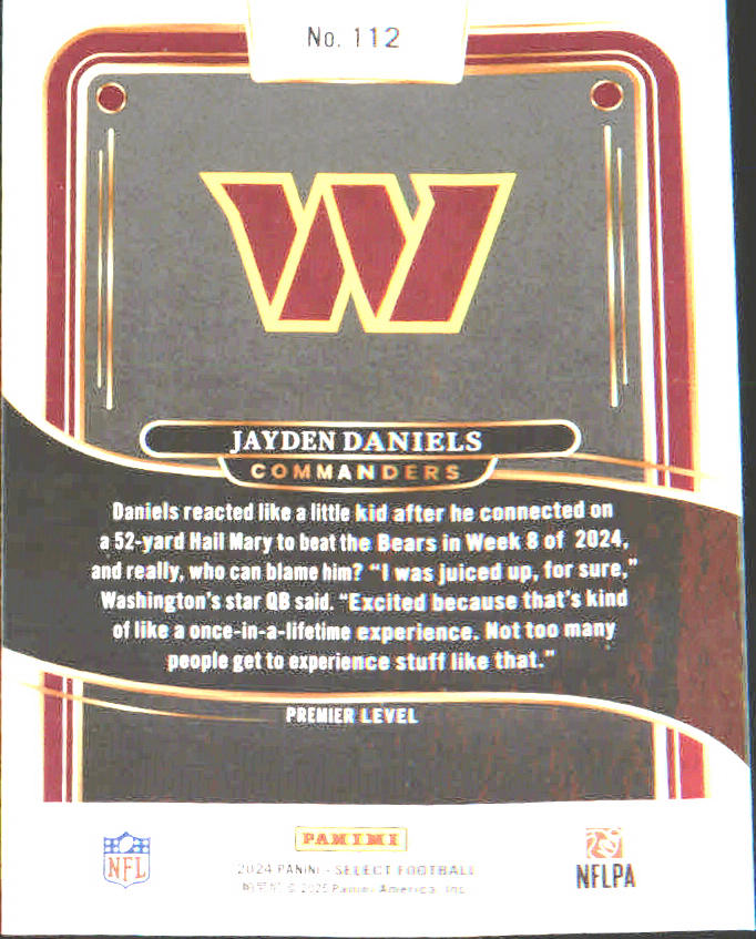2024 Panini Select #112 Jayden Daniels Rookie Rookie