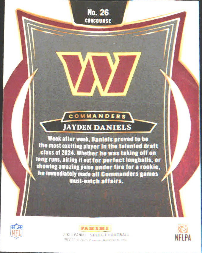 2024 Panini Select #26 Jayden Daniels Rookie Rookie