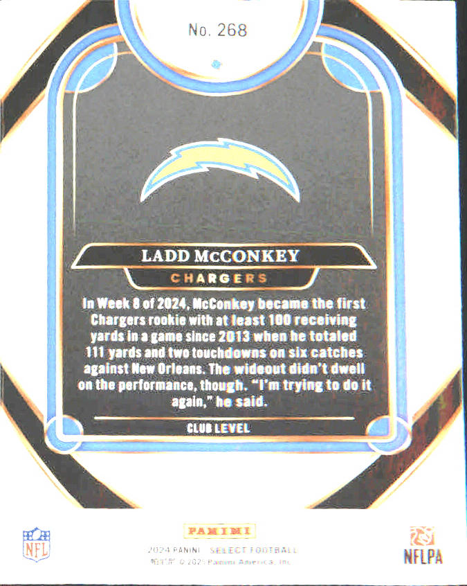 2024 Panini Select #268 Ladd McConkey Rookie Rookie