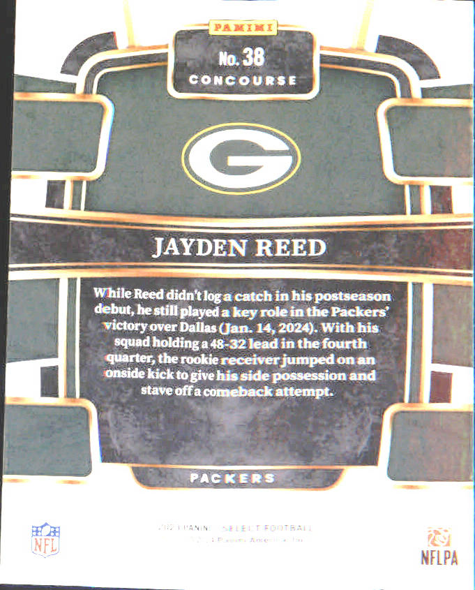 2023 Panini Select #38 Jayden Reed Rookie Rookie