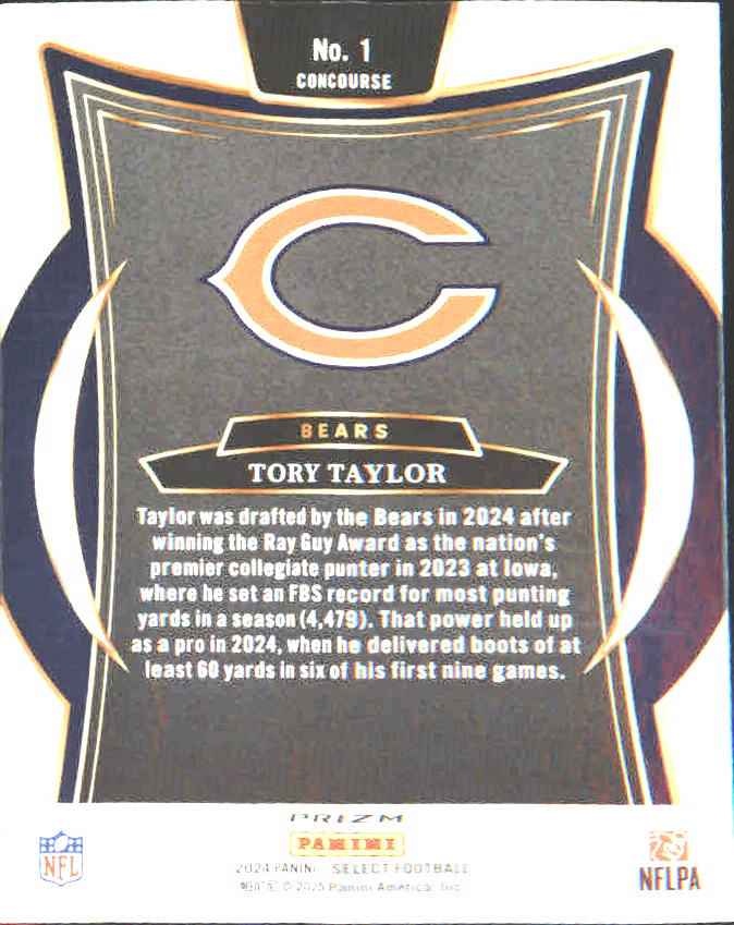 2024 Panini Select Red & Yellow Prizm Shock #1 Tory Taylor Rookie Rookie