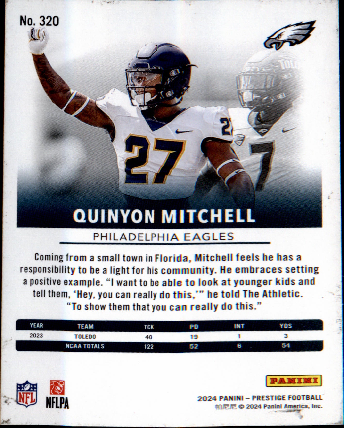 2024 Panini Prestige #320 Quinyon Mitchell Rookie Rookie
