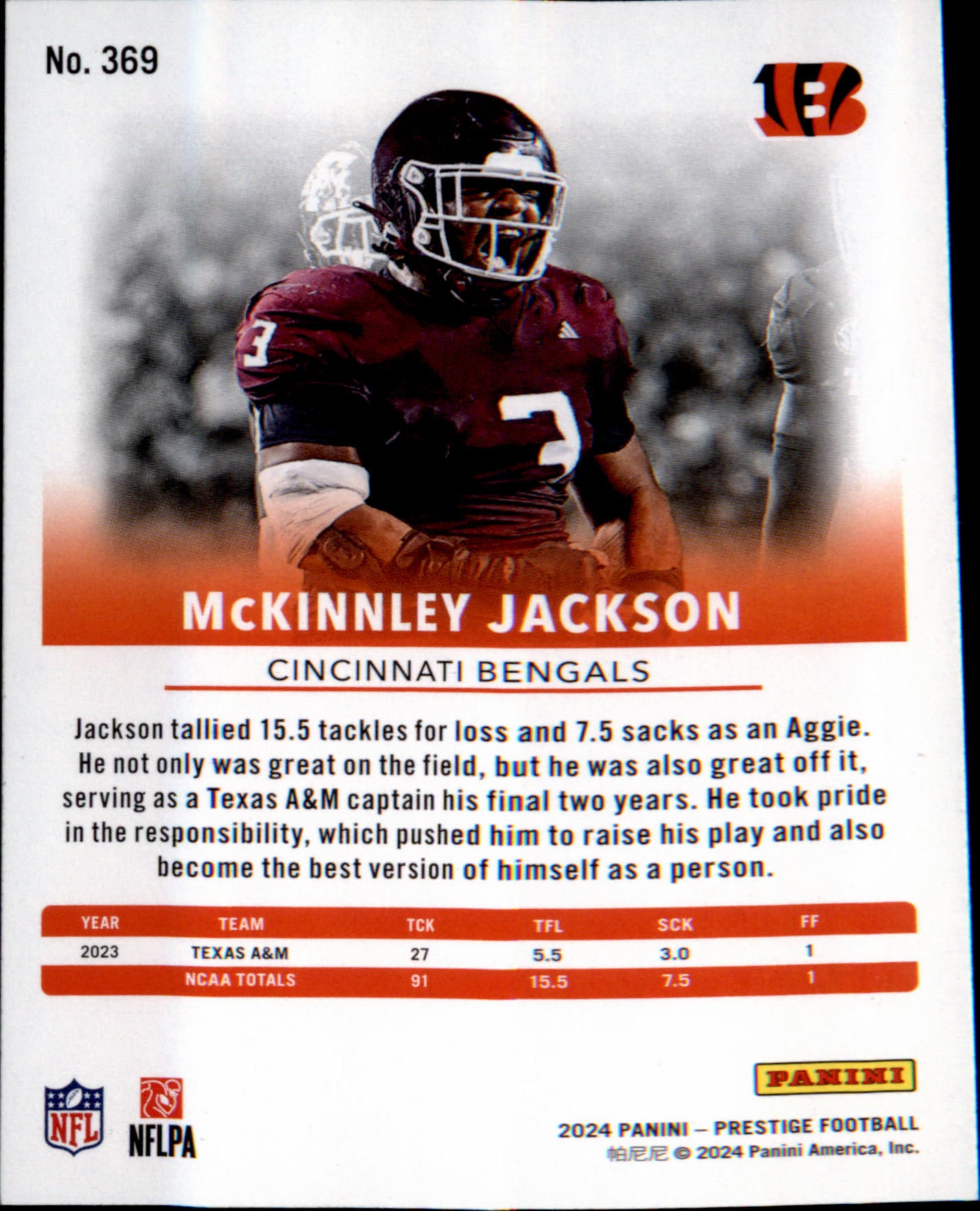 2024 Panini Prestige #369 McKinnley Jackson Rookie Rookie