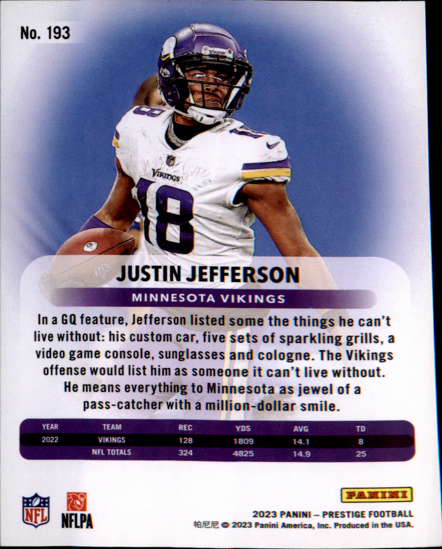 2023 Panini Prestige #193 Justin Jefferson