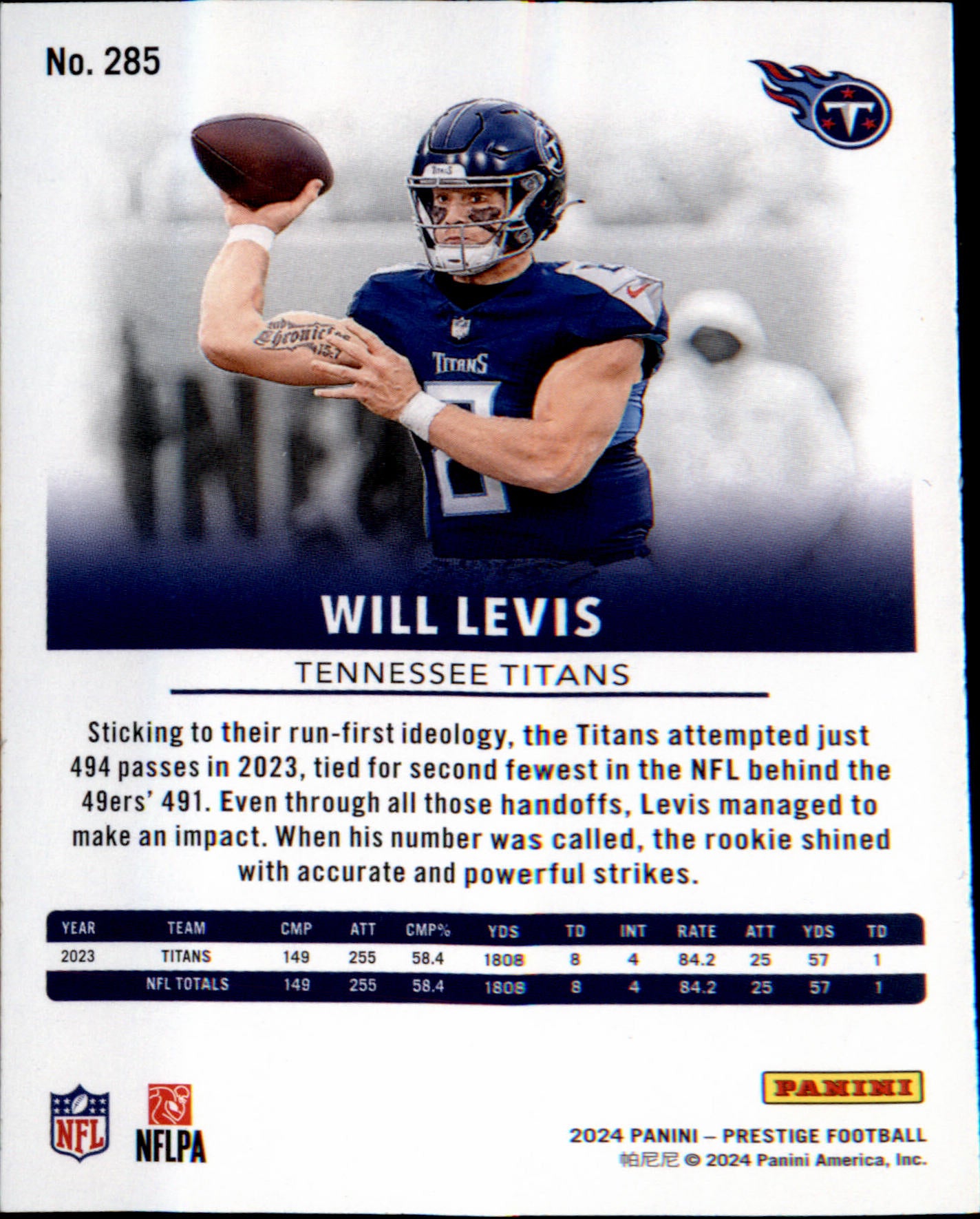 2024 Panini Prestige #285 Will Levis