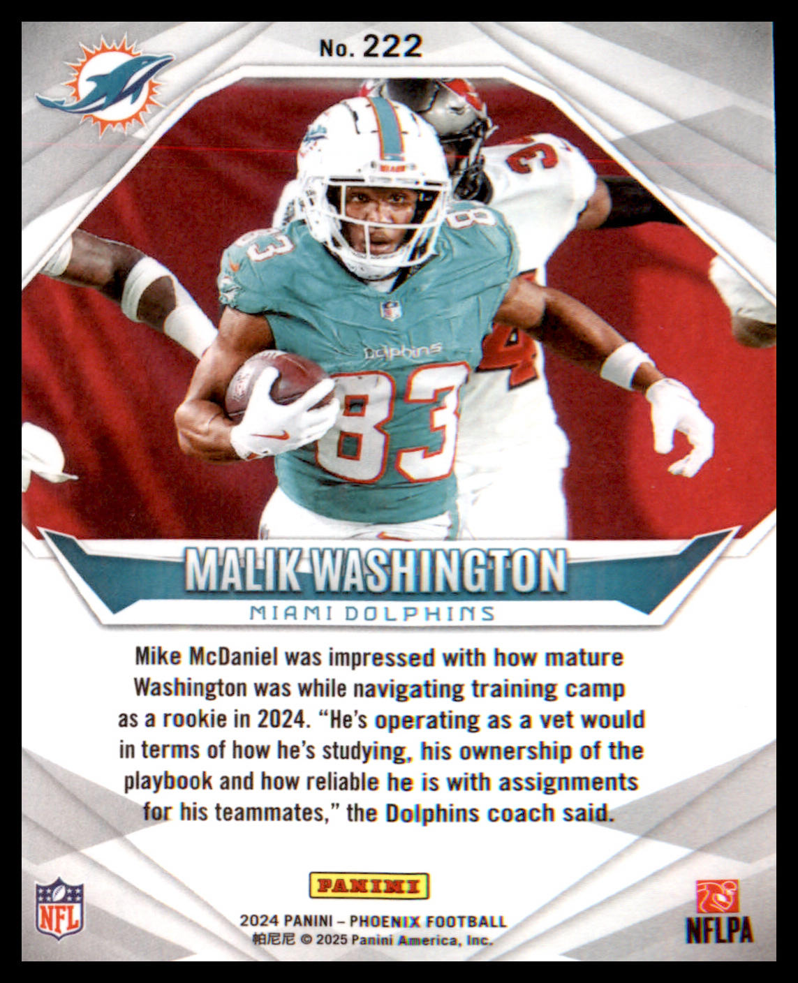 2024 Panini Phoenix #222 Malik Washington Rookie Rookie