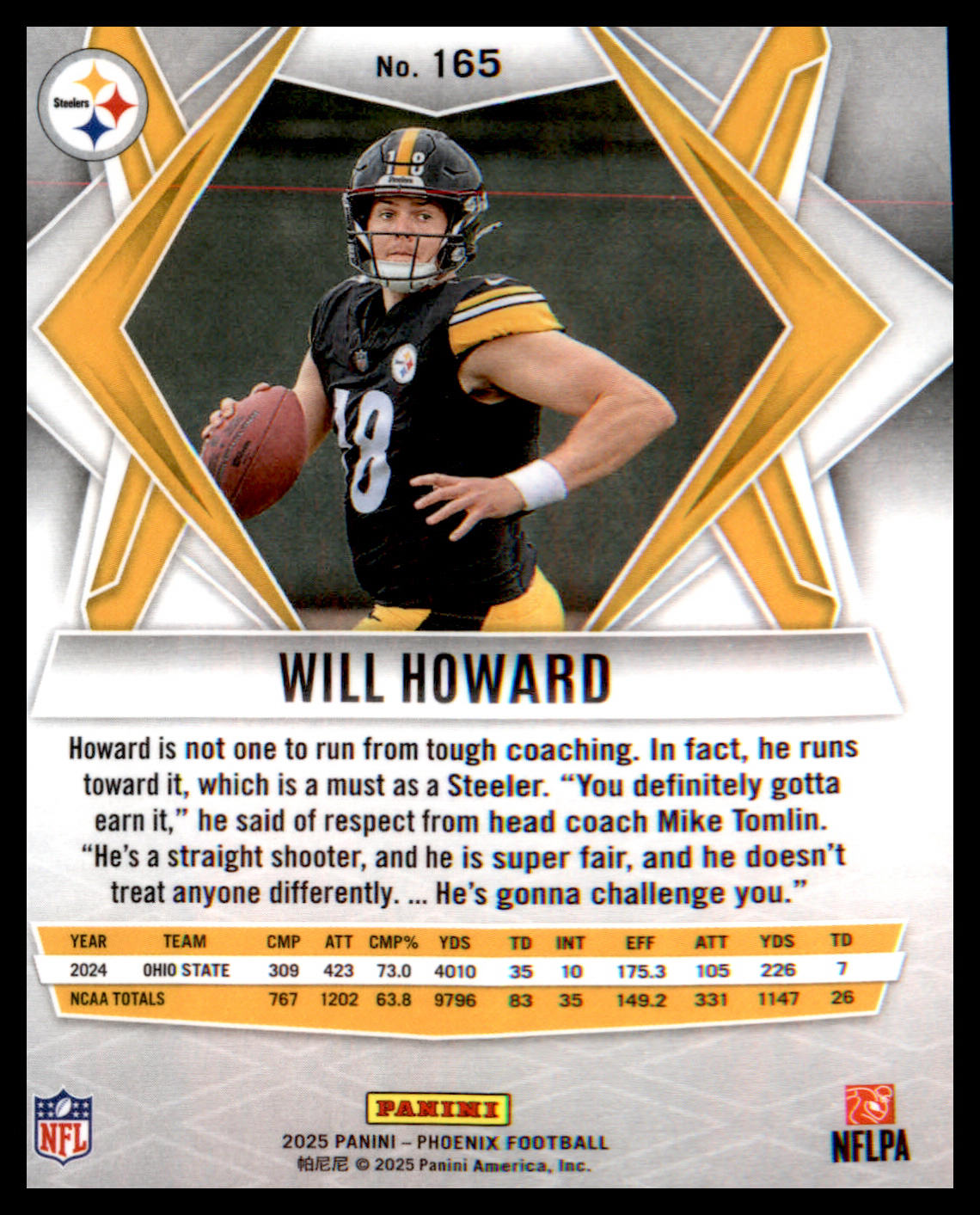 2025 Panini Phoenix #165 Will Howard Rookie Rookie