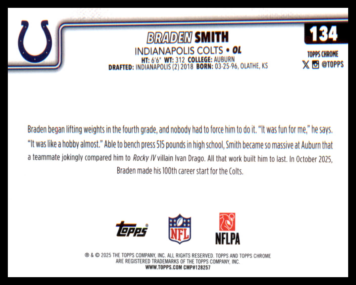 2025 Topps Chrome #134 Braden Smith