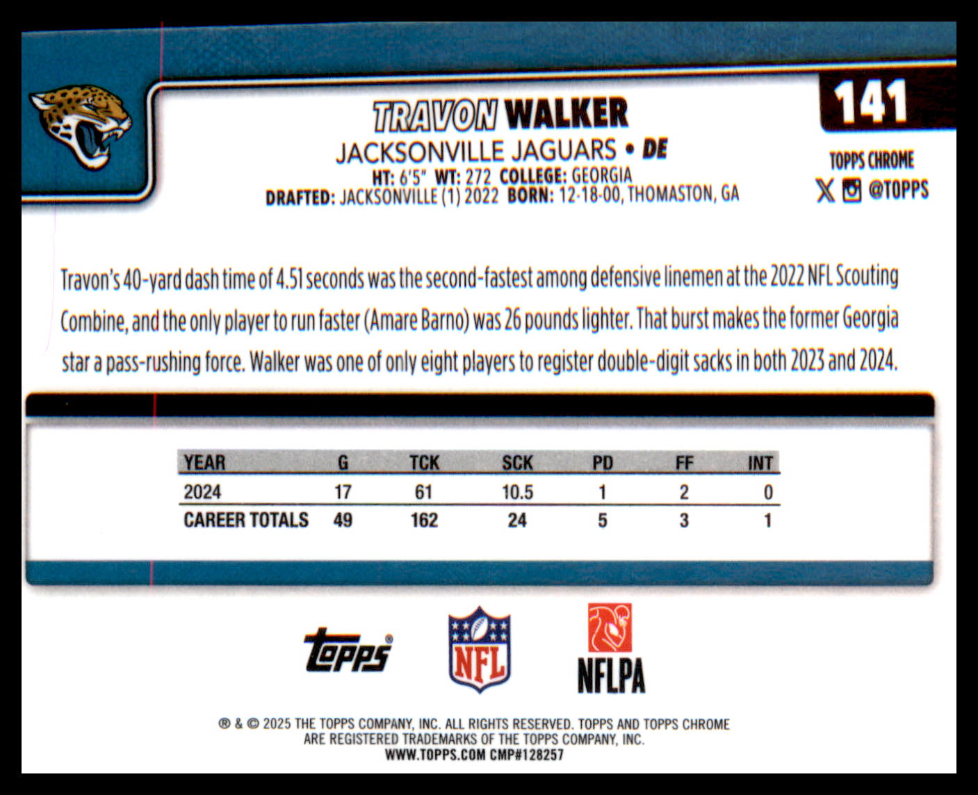 2025 Topps Chrome #141 Travon Walker