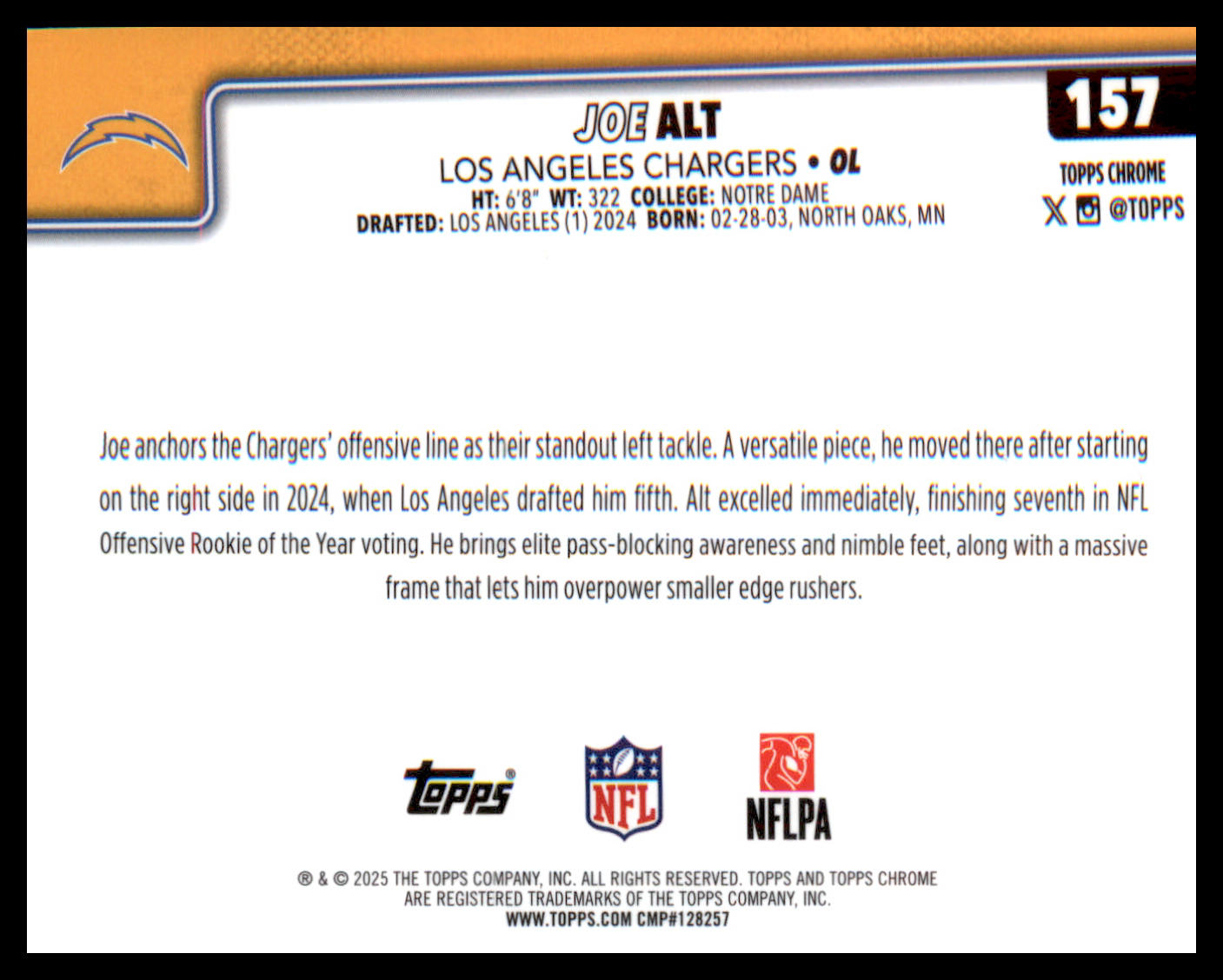 2025 Topps Chrome #157 Joe Alt