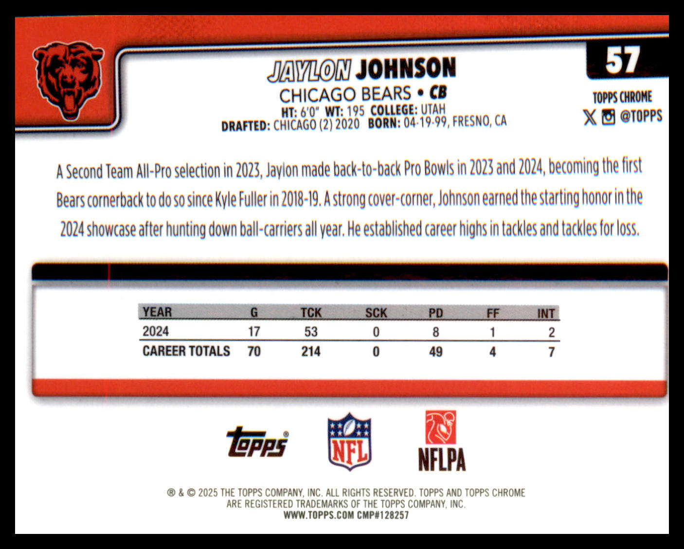 2025 Topps Chrome #57 Jaylon Johnson