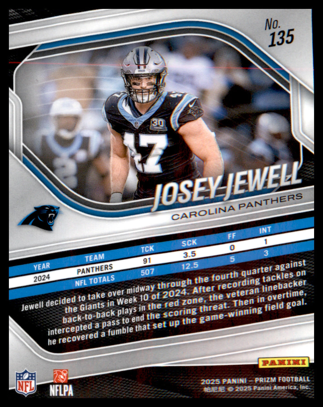 2025 Panini Prizm #135 Josey Jewell