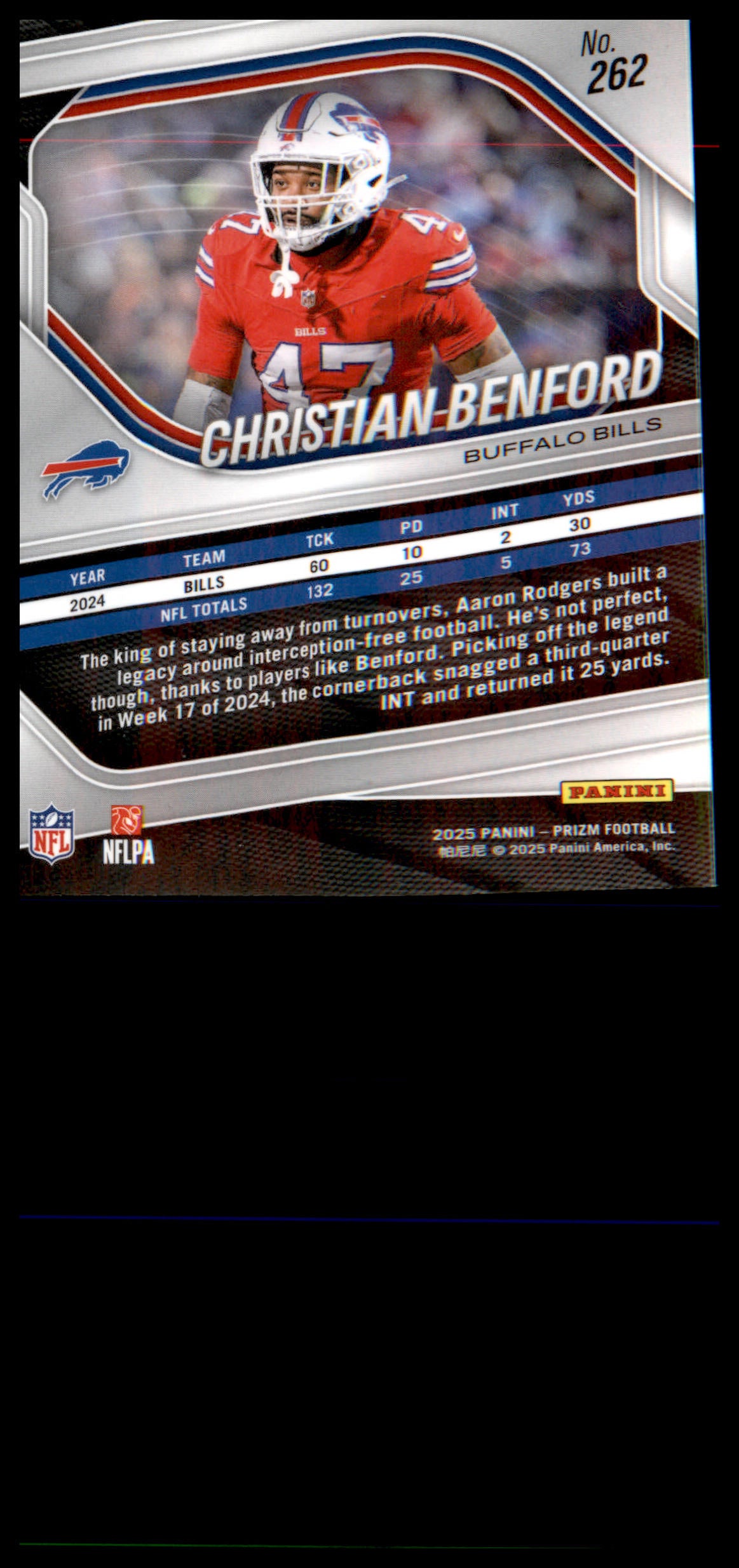 2025 Panini Prizm #262 Christian Benford
