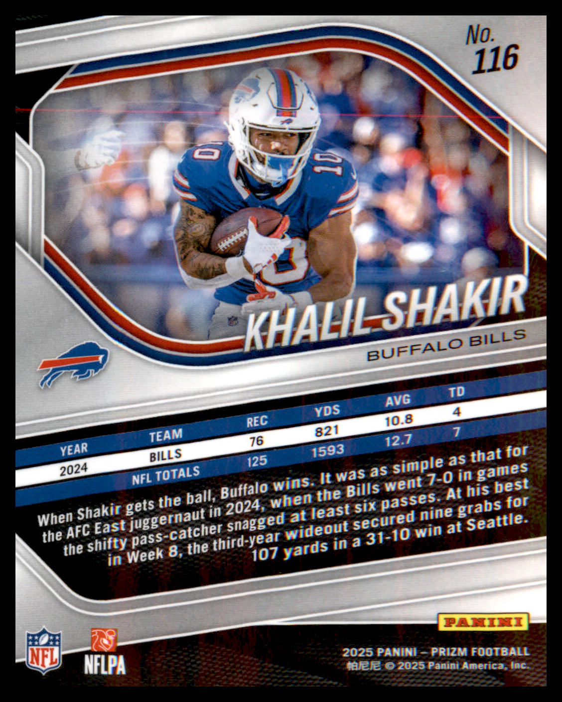 2025 Panini Prizm #116 Khalil Shakir