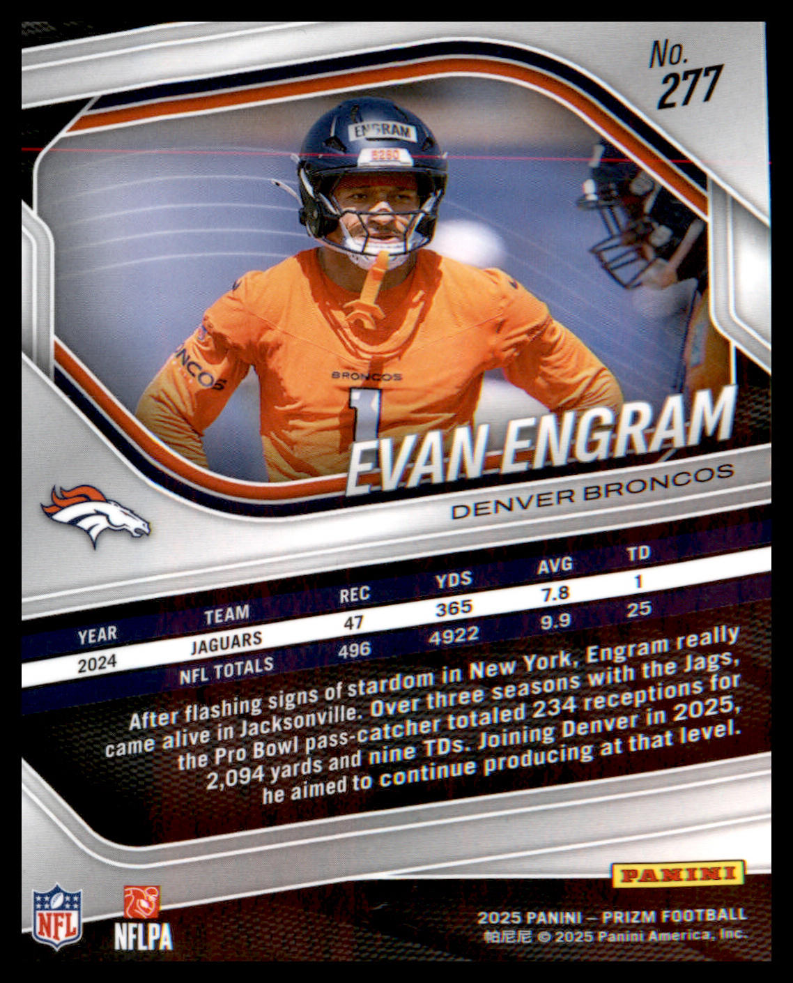 2025 Panini Prizm #277 Evan Engram