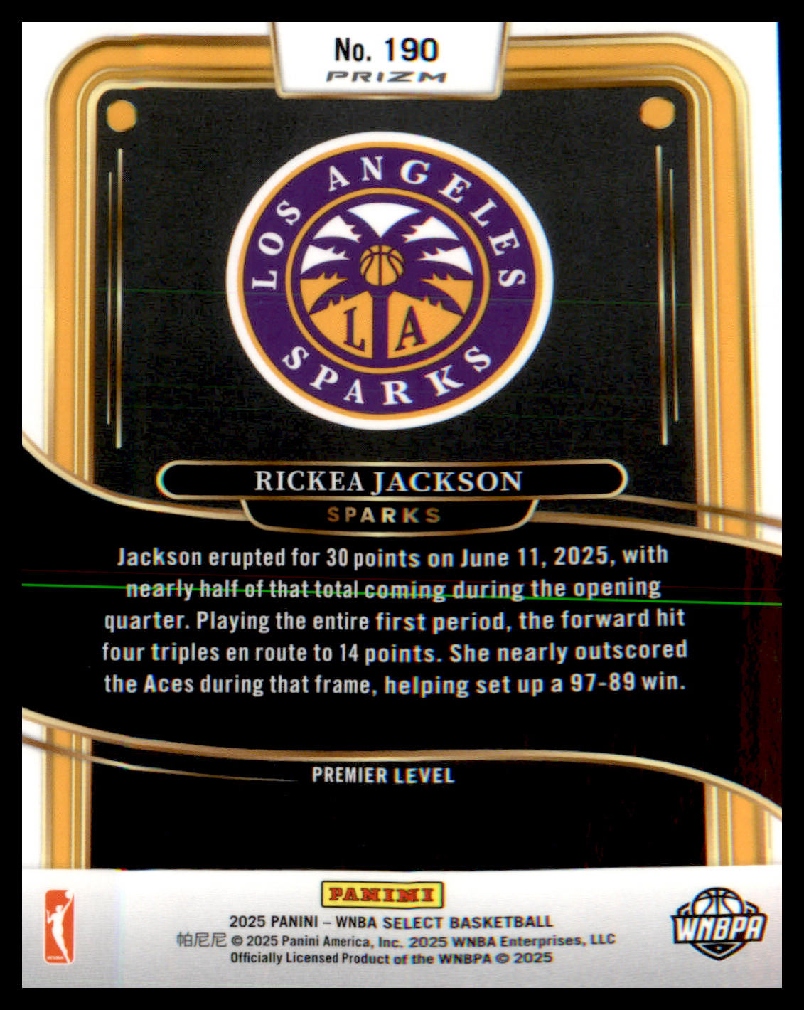 2025 Panini Select WNBA Premier Level Silver Prizms #190 Rickea Jackson