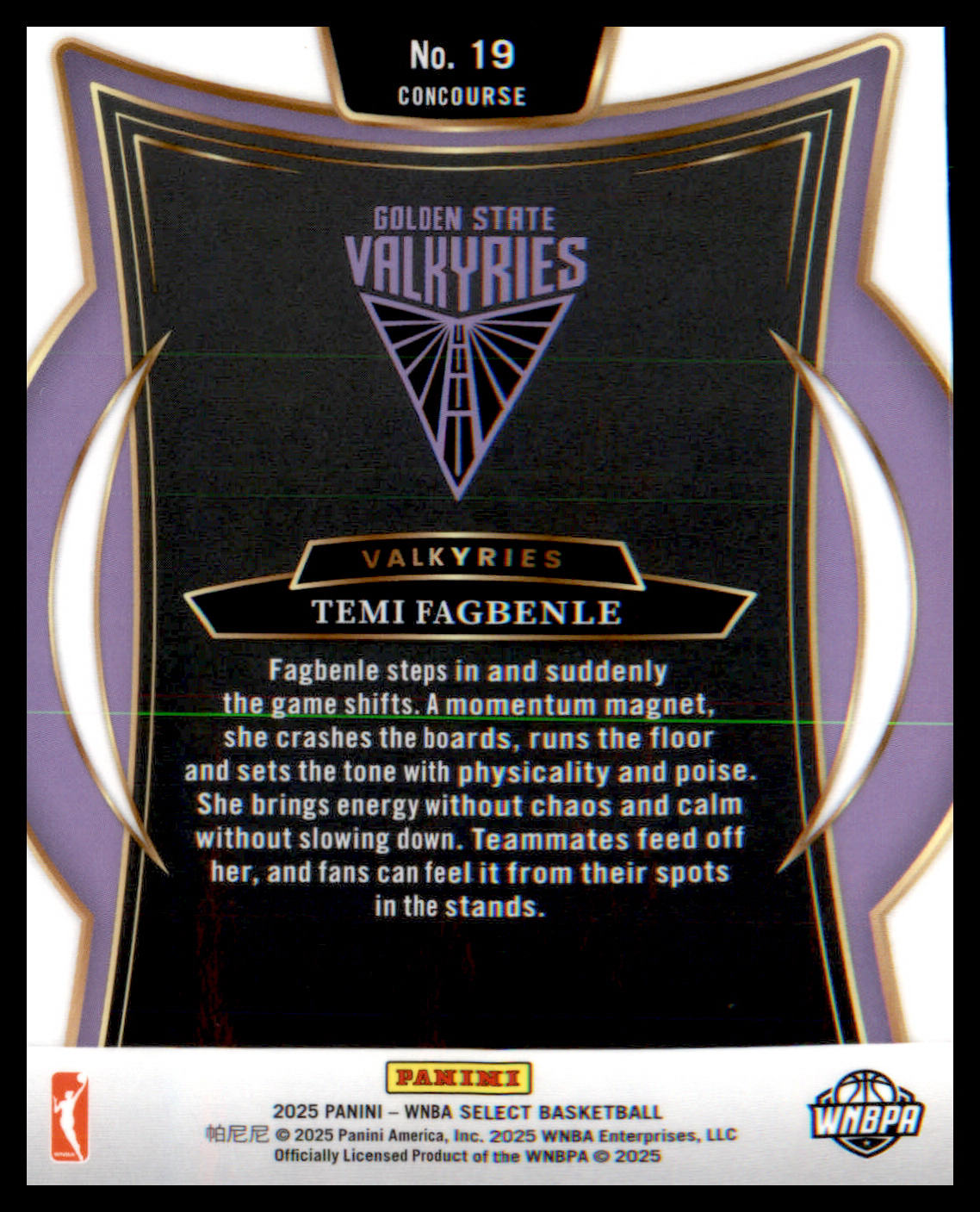 2025 Panini Select WNBA #19 Temi Fagbenle