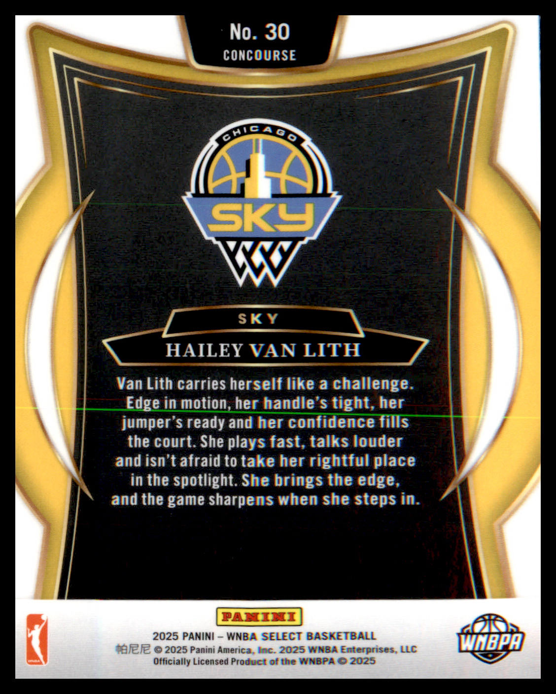 2025 Panini Select WNBA #30 Hailey Van Lith Rookie Rookie