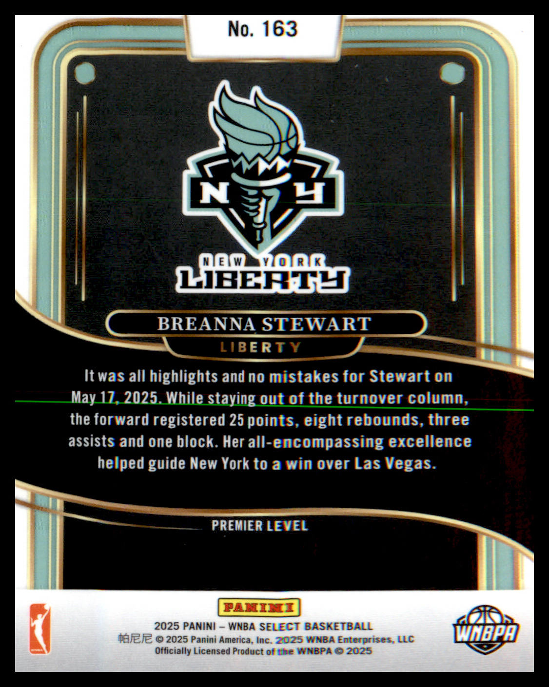 2025 Panini Select WNBA #163 Breanna Stewart