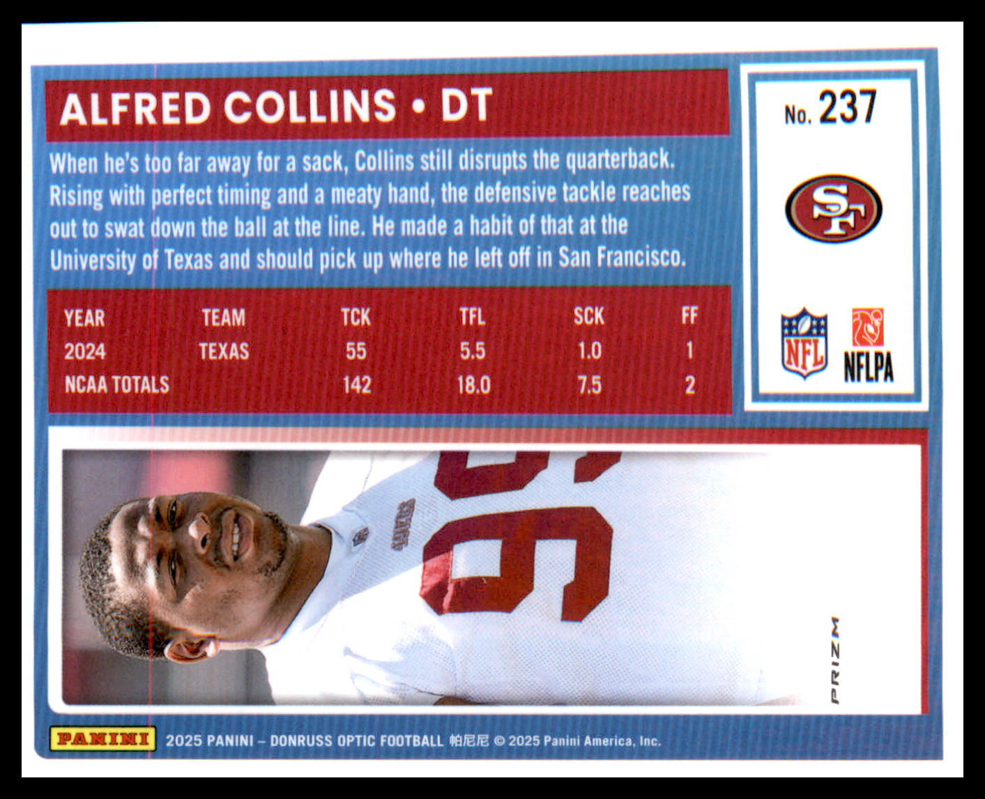 2025 Donruss Optic Blue Hyper #237 Alfred Collins Rookie Rookie