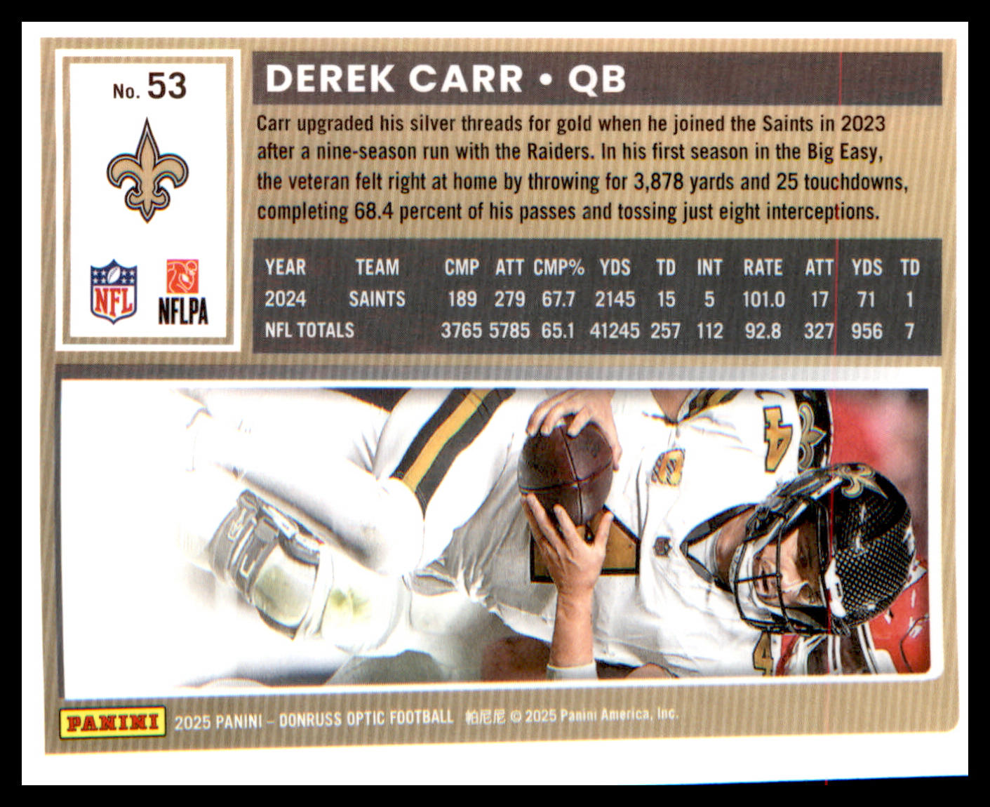 2025 Donruss Optic #53 Derek Carr