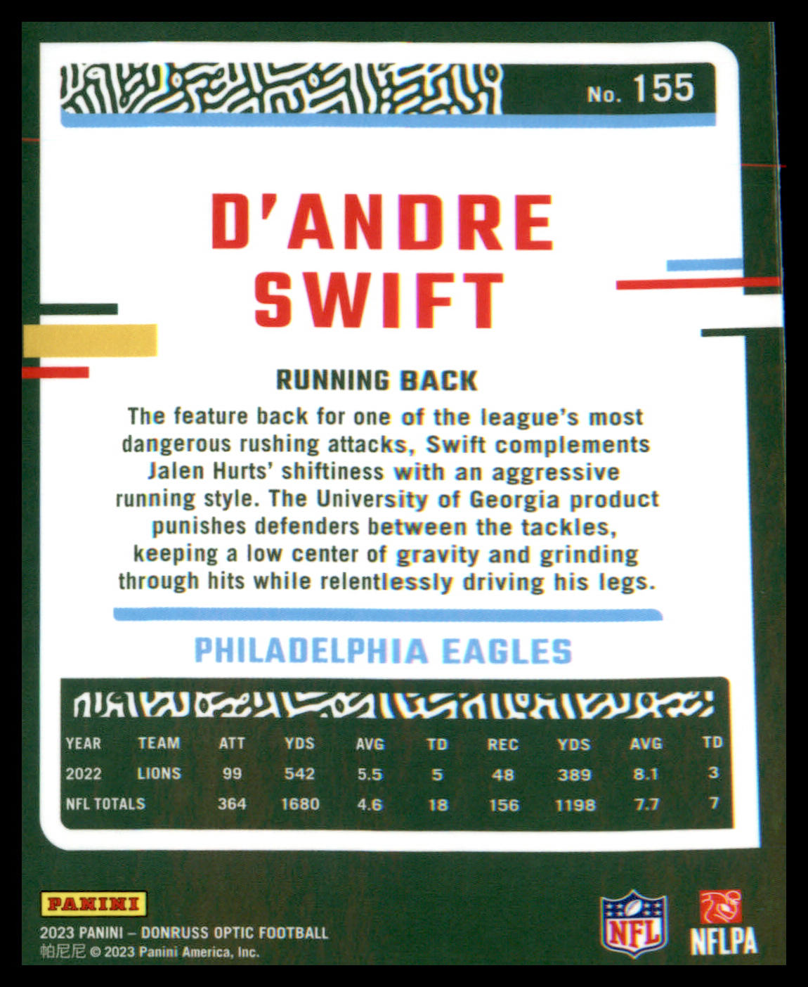 2023 Donruss Optic #155 D'Andre Swift