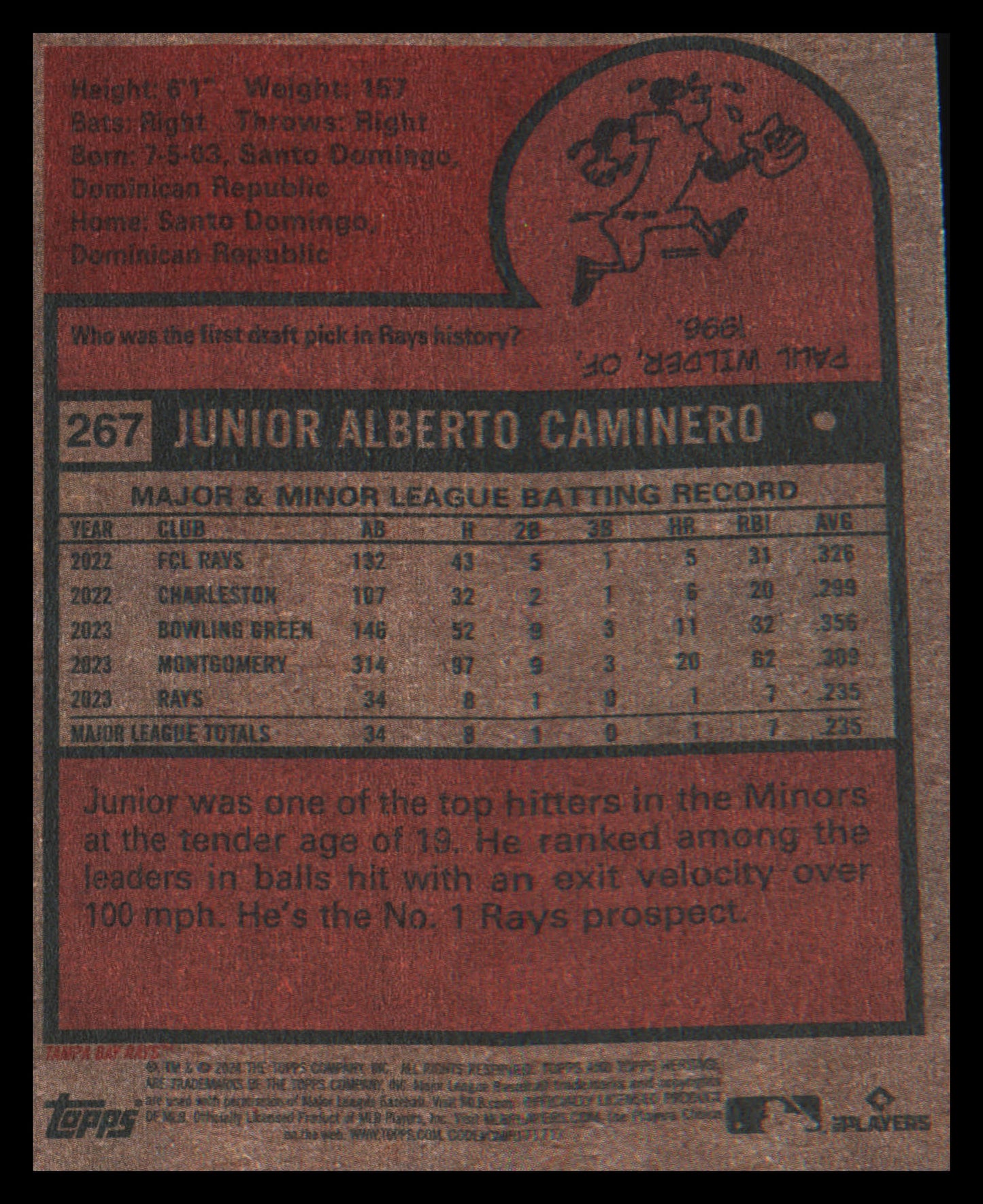 2024 Topps Heritage #267 Junior Caminero Rookie Rookie