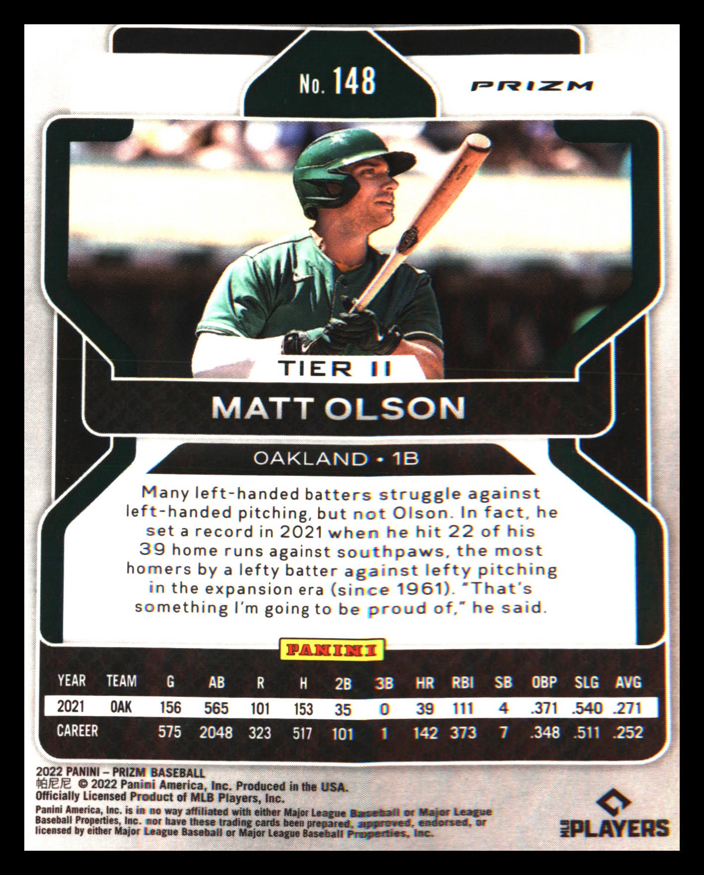 2022 Panini Prizm Red/White/Blue Prizm #148 Matt Olson