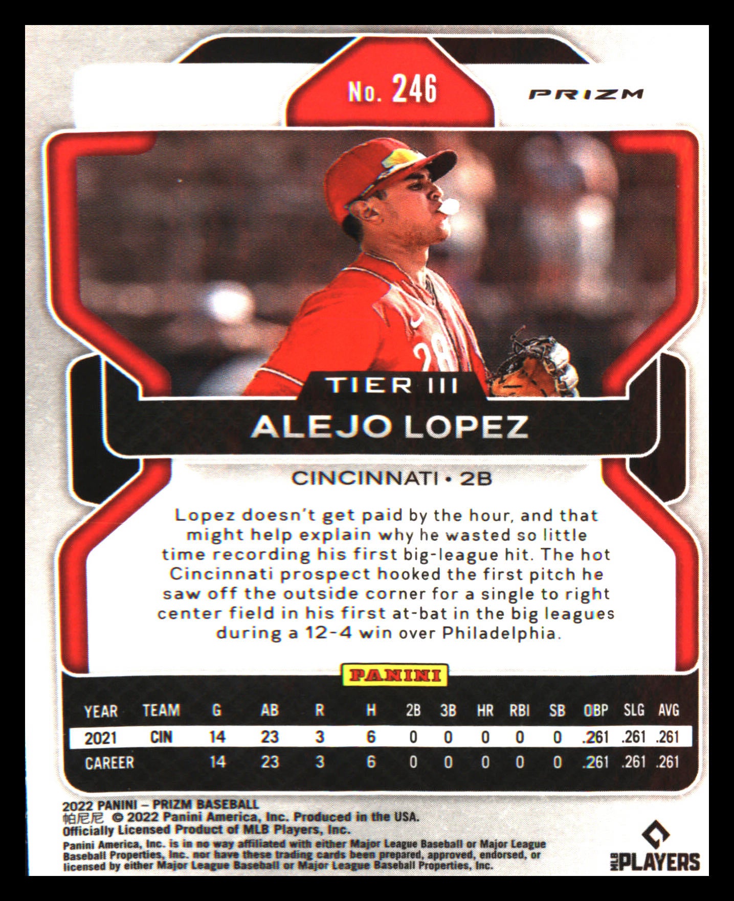 2022 Panini Prizm Red/White/Blue Prizm #246 Alejo Lopez Rookie Rookie