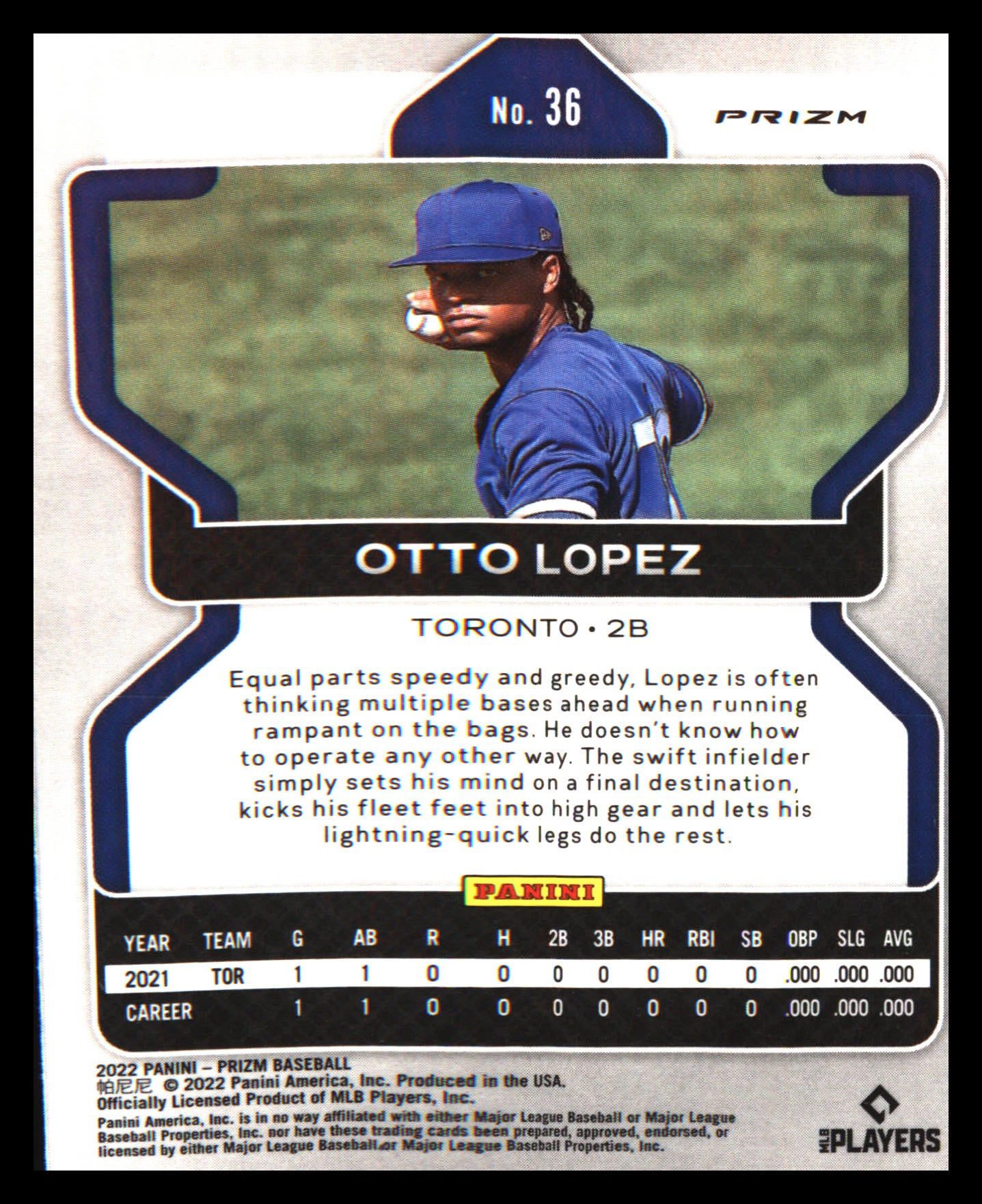 2022 Panini Prizm Red/White/Blue Prizm #36 Otto Lopez Rookie Rookie